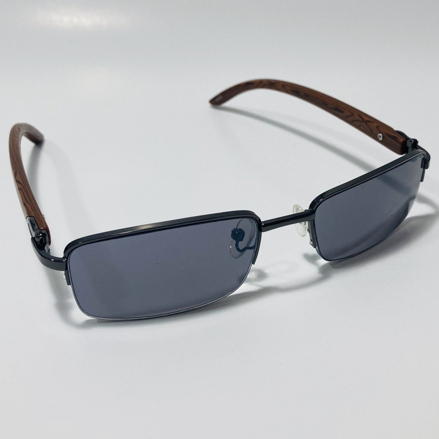 black Mens and womens metal square sunglasses half rim