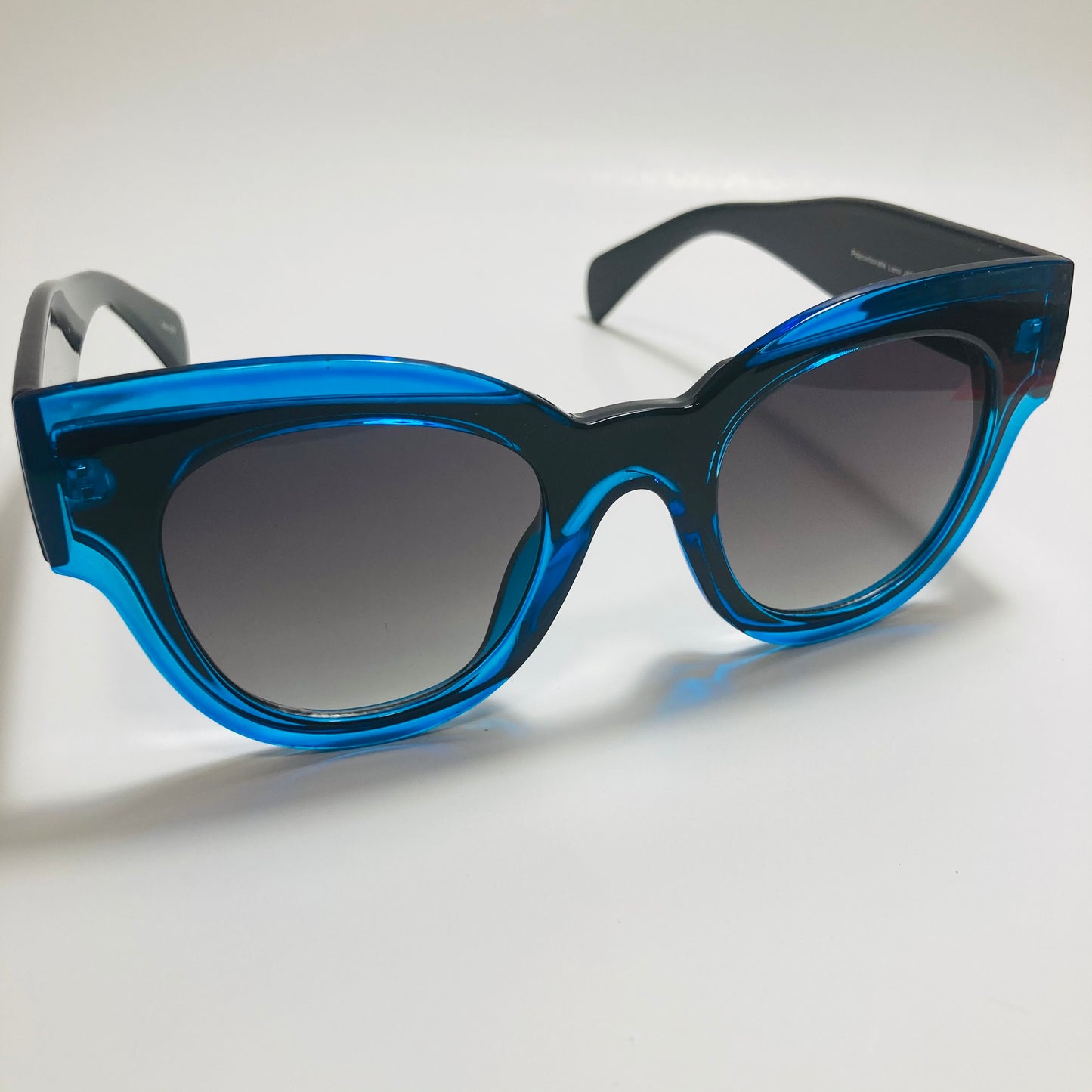 blue and black womens round oversize sunglasses