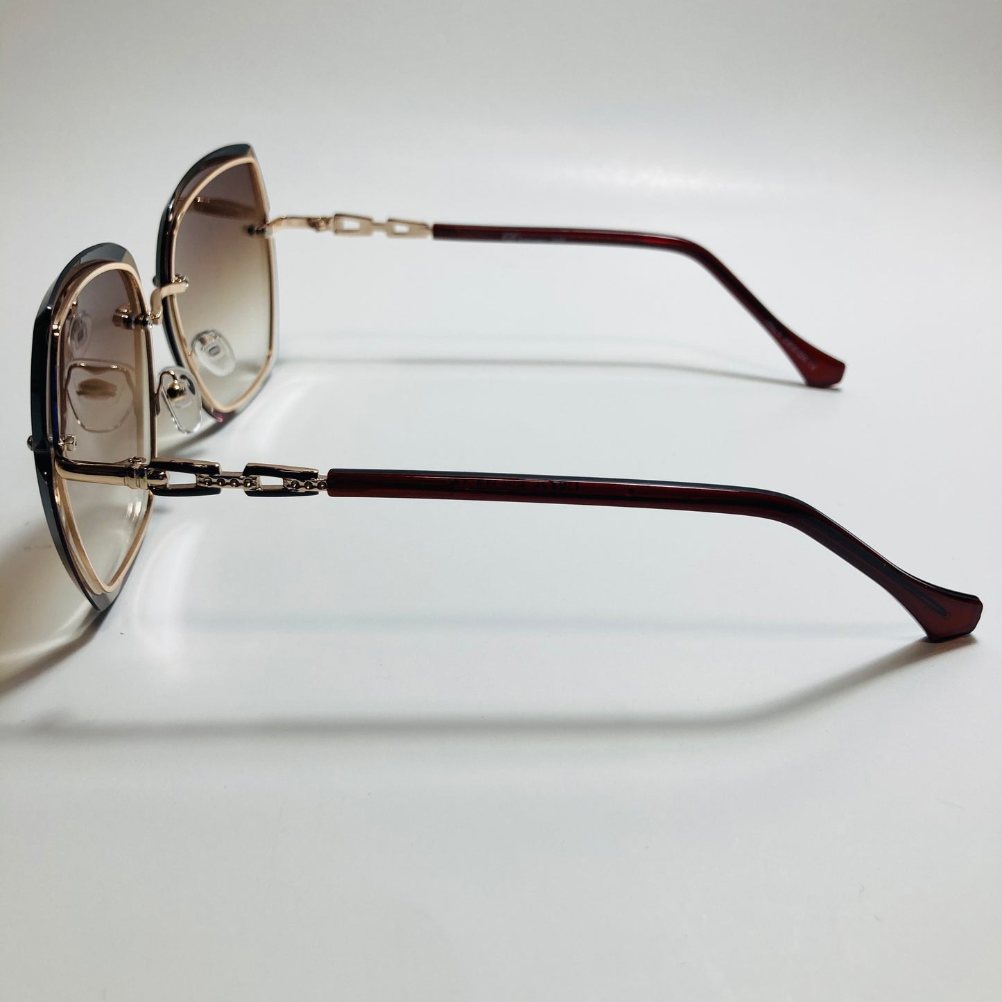 womens brown rimless oversize sunglasses