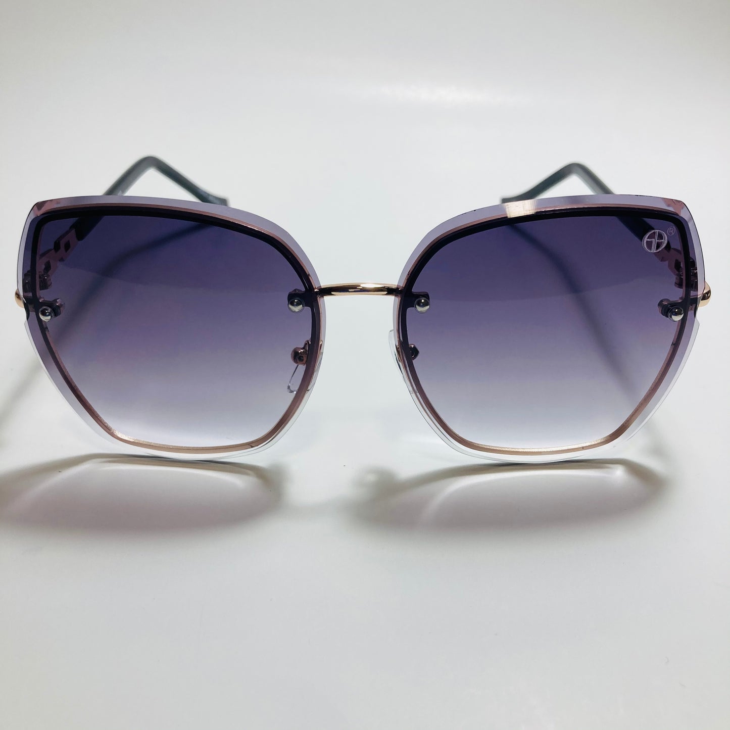 womens black rimless oversize sunglasses