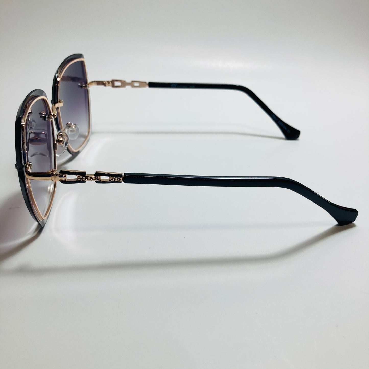 womens black rimless oversize sunglasses