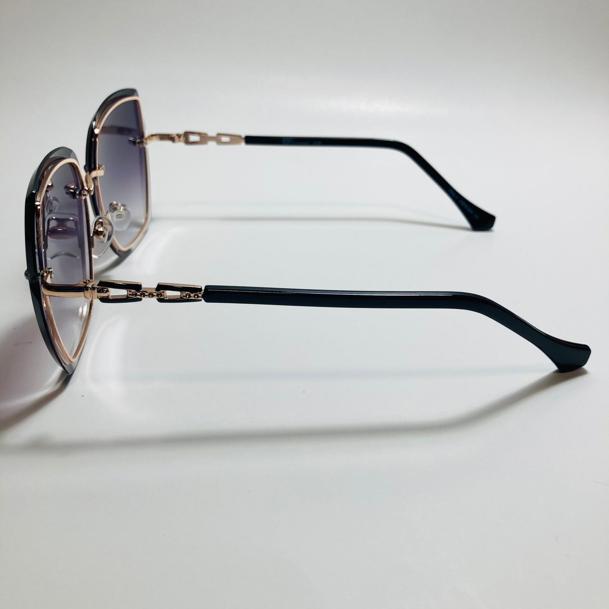 womens black rimless oversize sunglasses