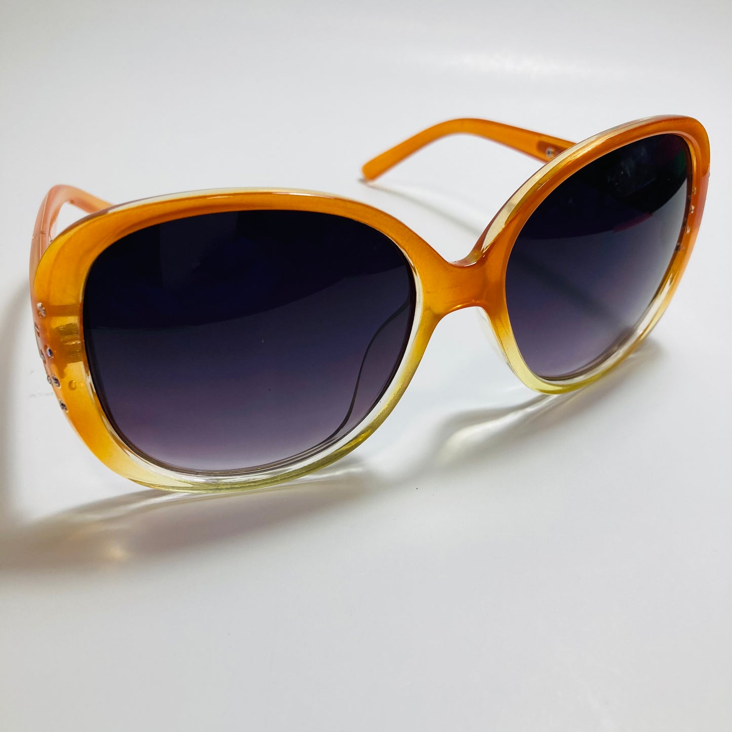 womens orange and black oversize rhinestone sunglasses