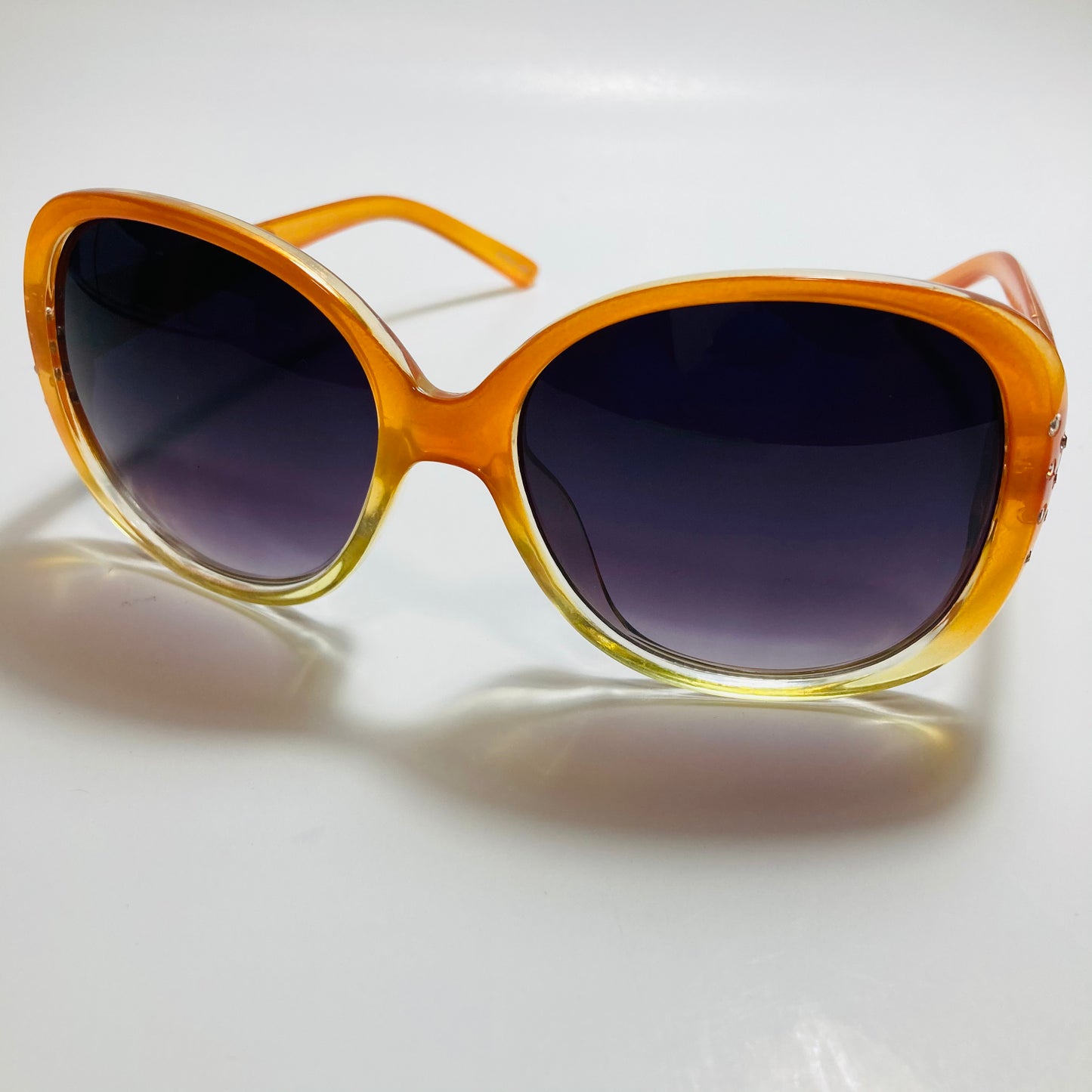 womens orange and black oversize rhinestone sunglasses