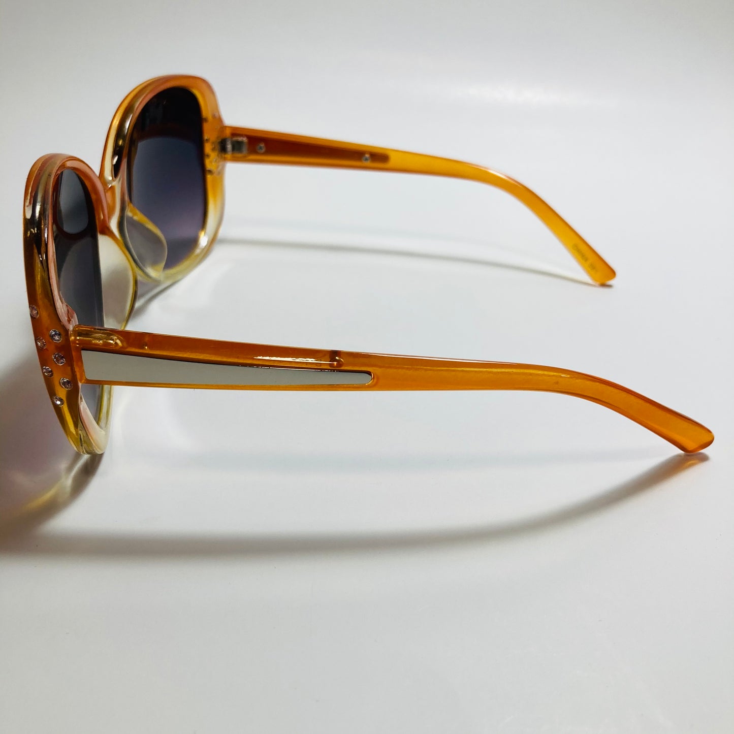 womens orange and black oversize rhinestone sunglasses