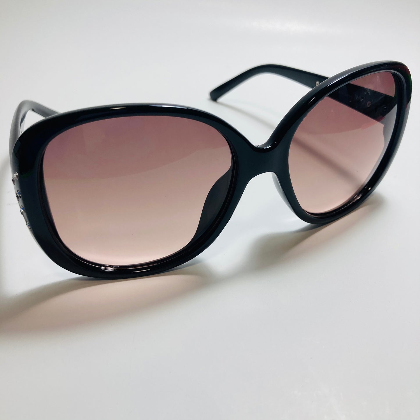 womens black and pink oversize rhinestone sunglasses
