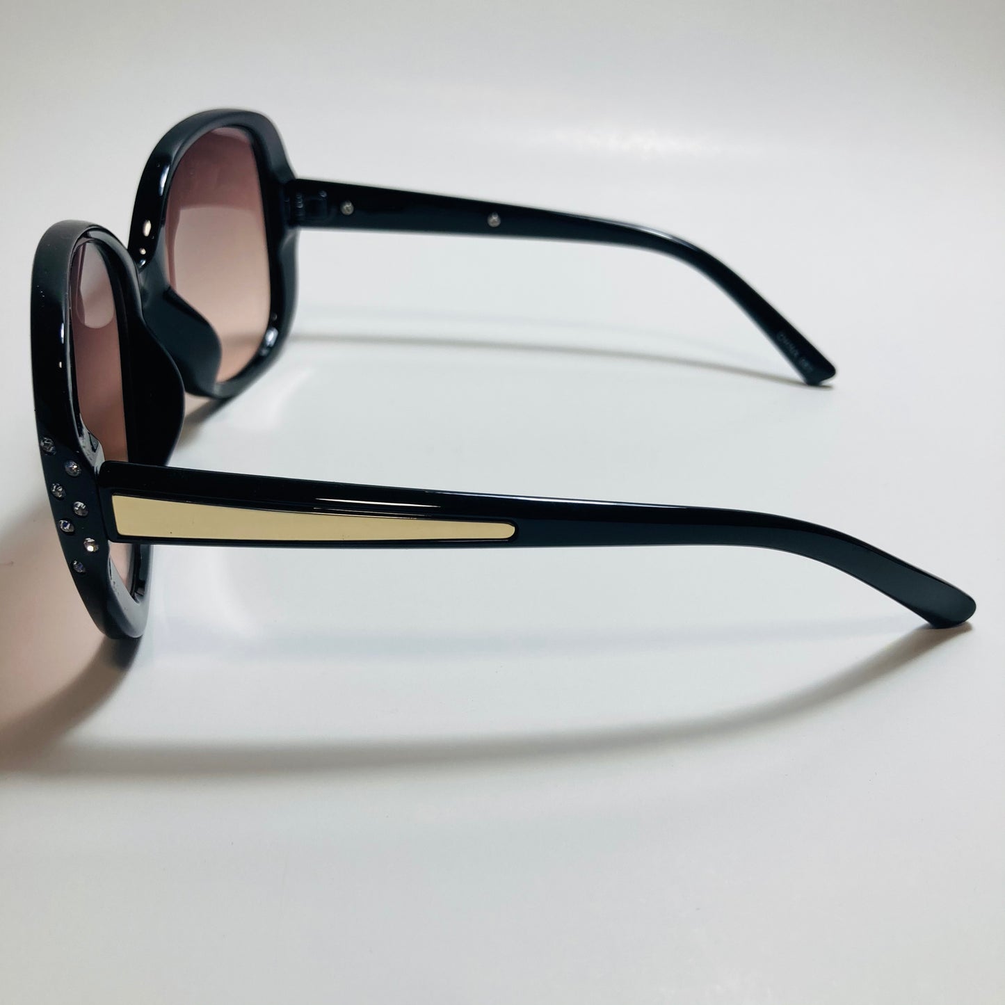 womens black and pink oversize rhinestone sunglasses