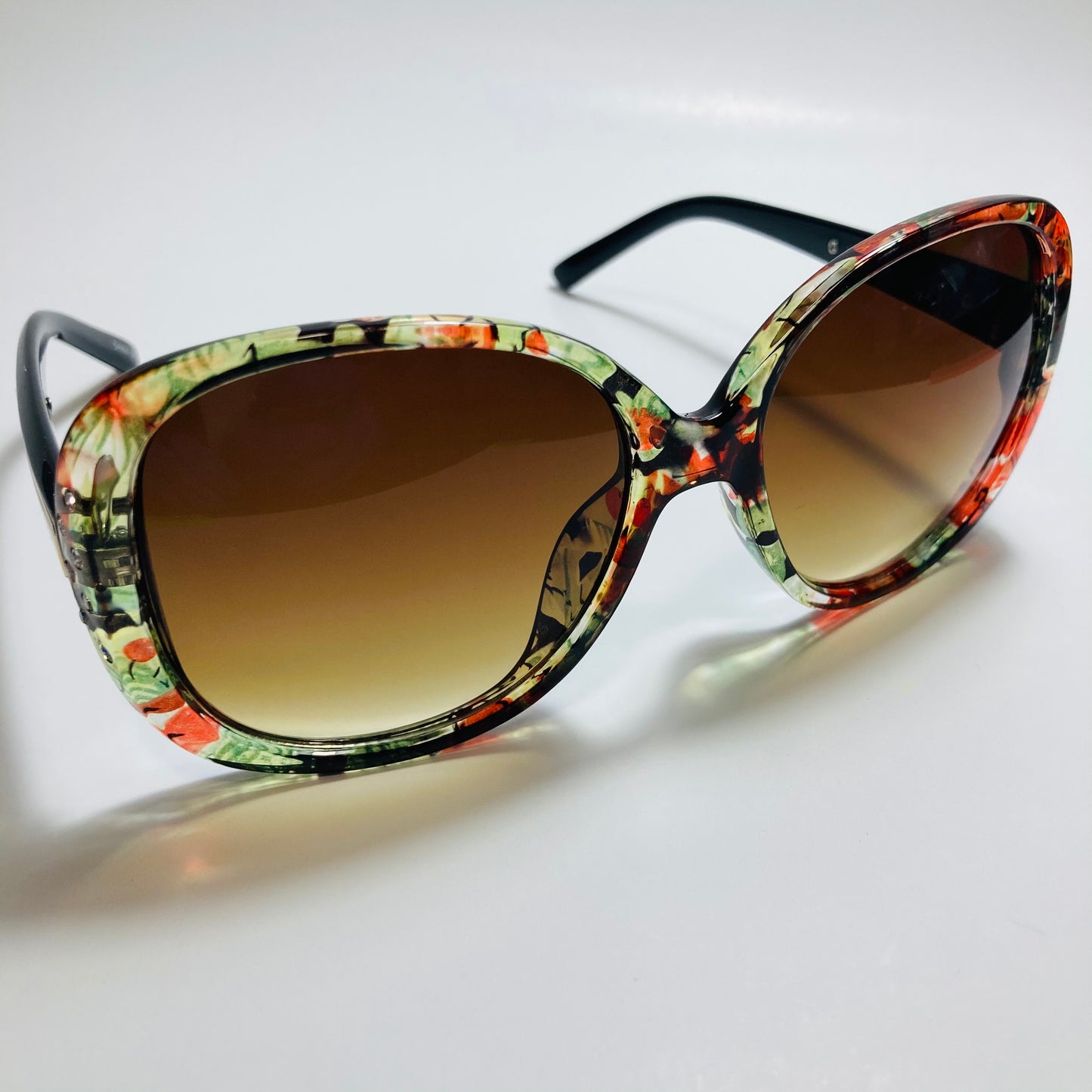 womens floral oversize rhinestone sunglasses