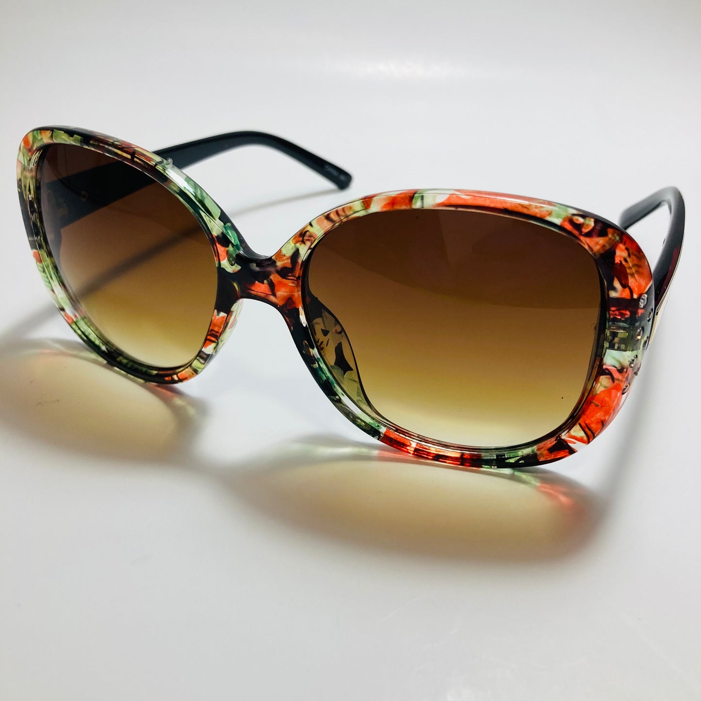 womens floral oversize rhinestone sunglasses
