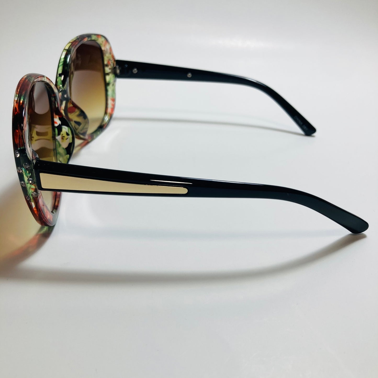 womens floral oversize rhinestone sunglasses