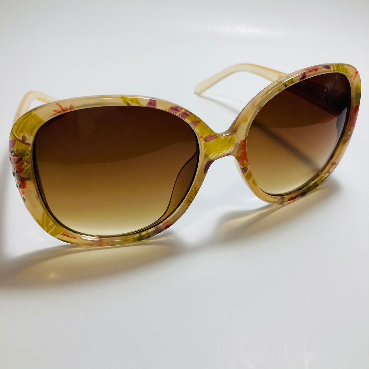 womens floral oversize rhinestone sunglasses