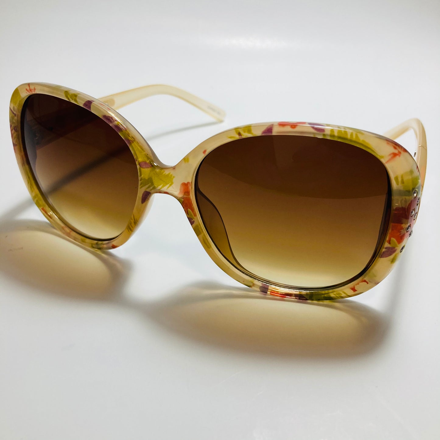 womens floral oversize rhinestone sunglasses
