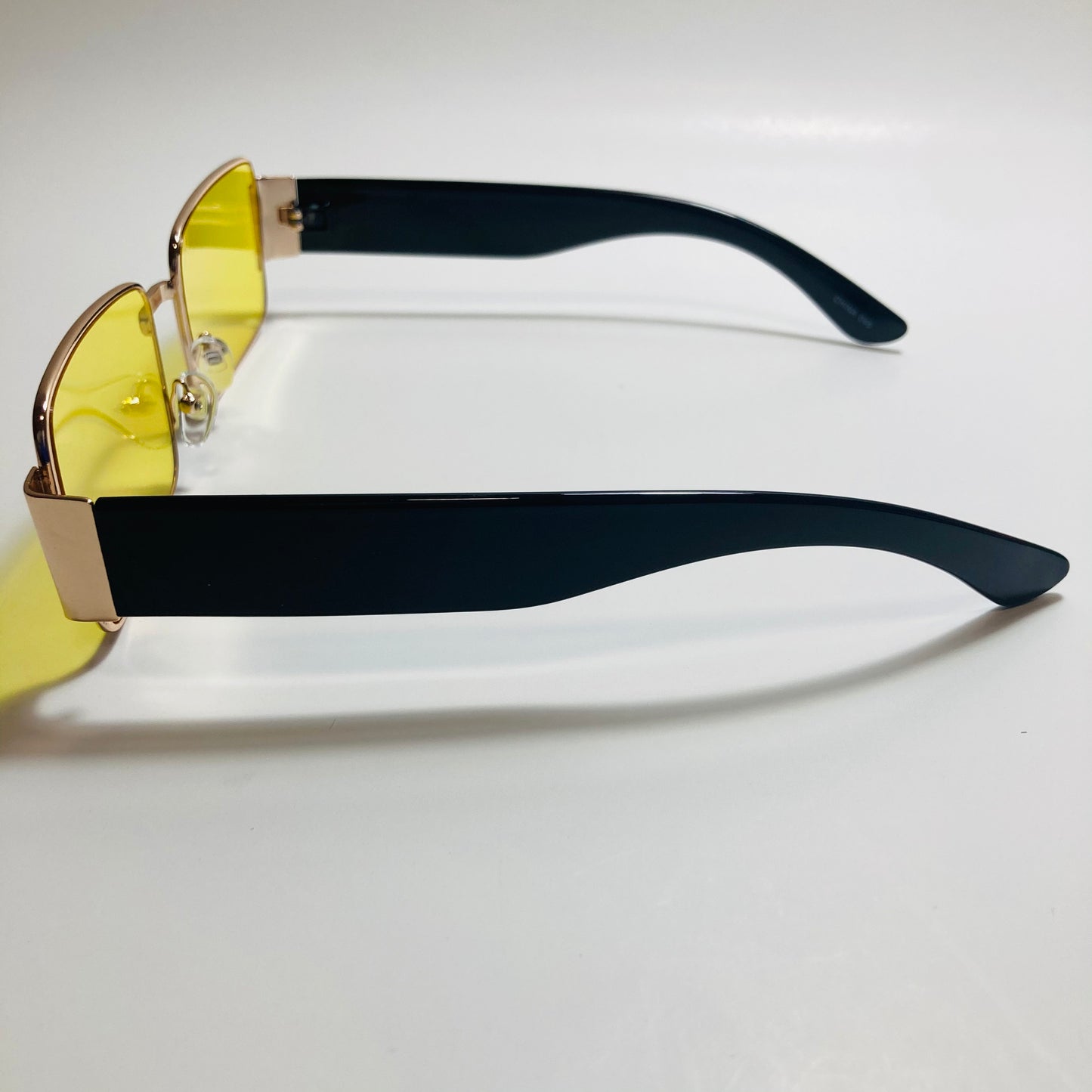 mens and womens yellow black and gold square sunglasses