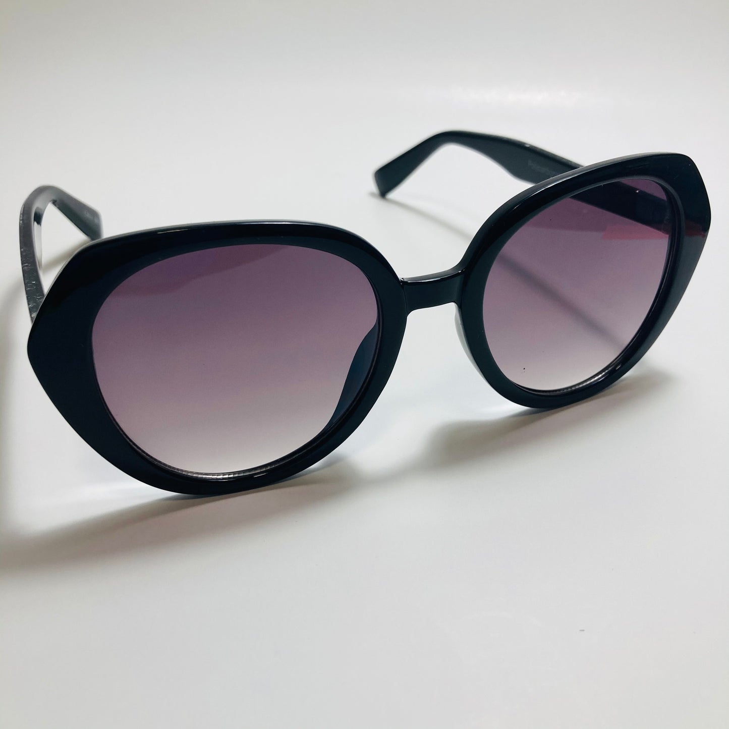 womens black and gray round glitter sunglasses
