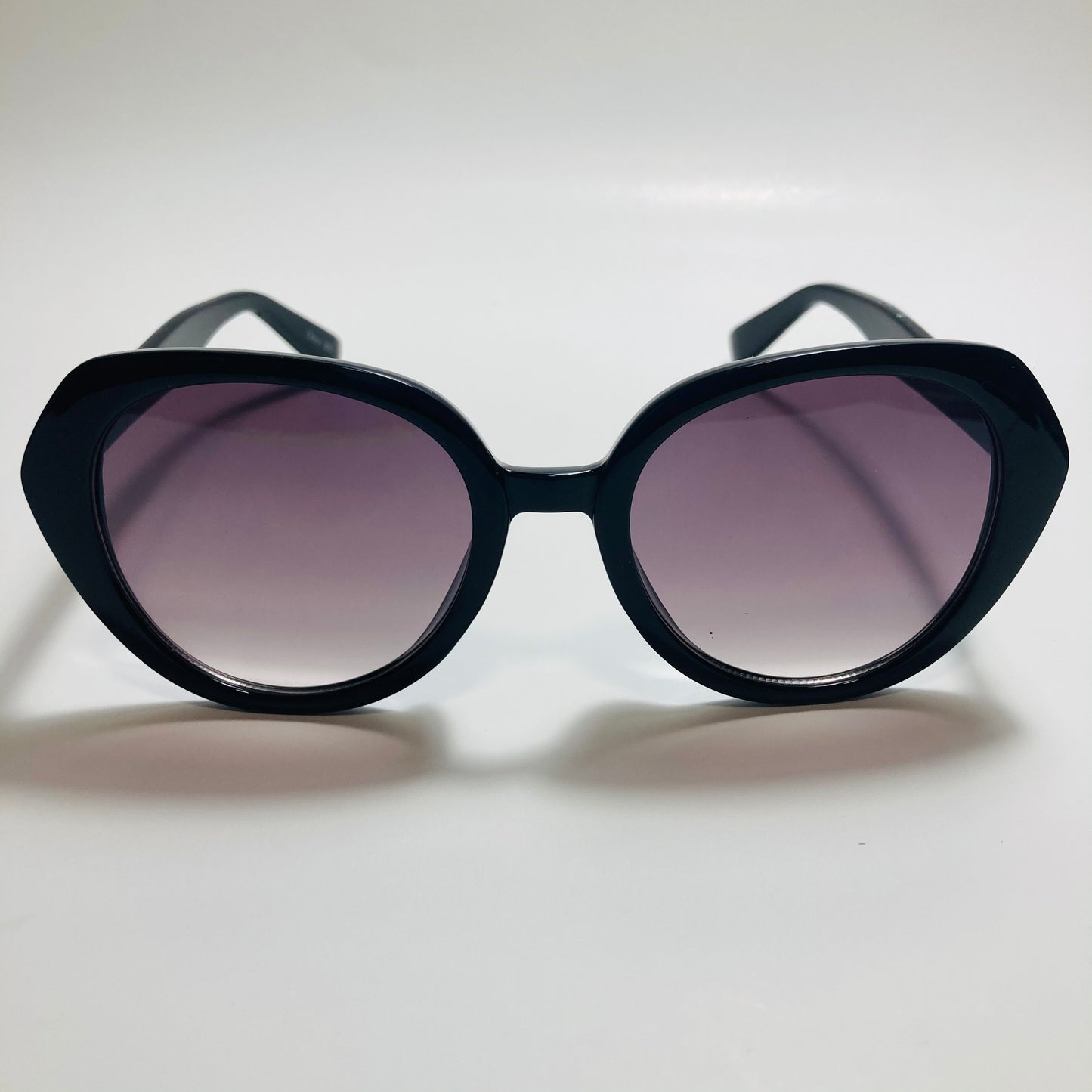 womens black and gray round glitter sunglasses