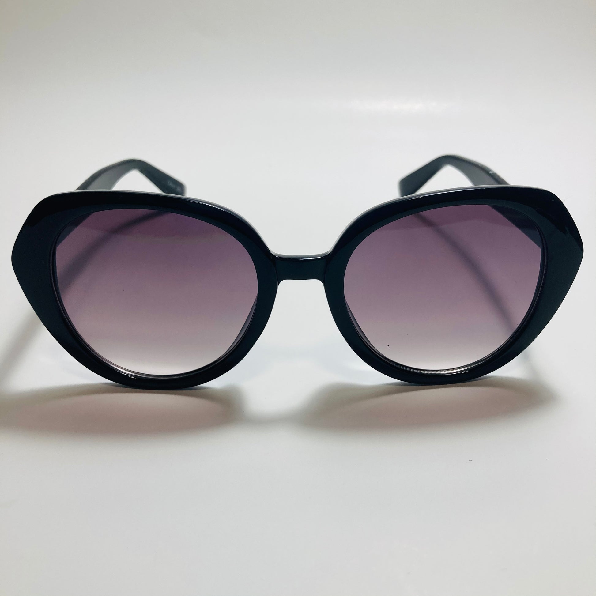 womens black and gray round glitter sunglasses