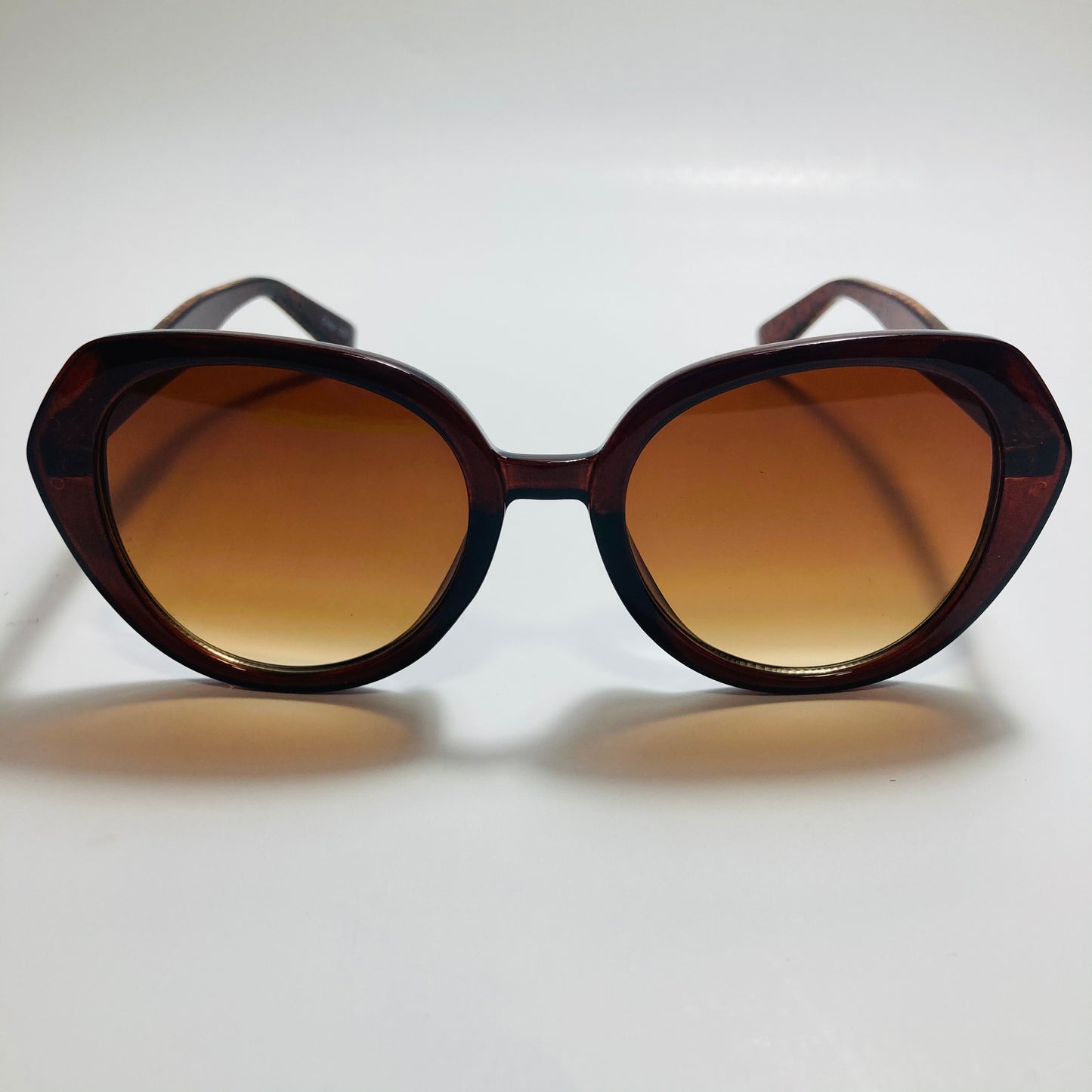 womens brown round glitter sunglasses