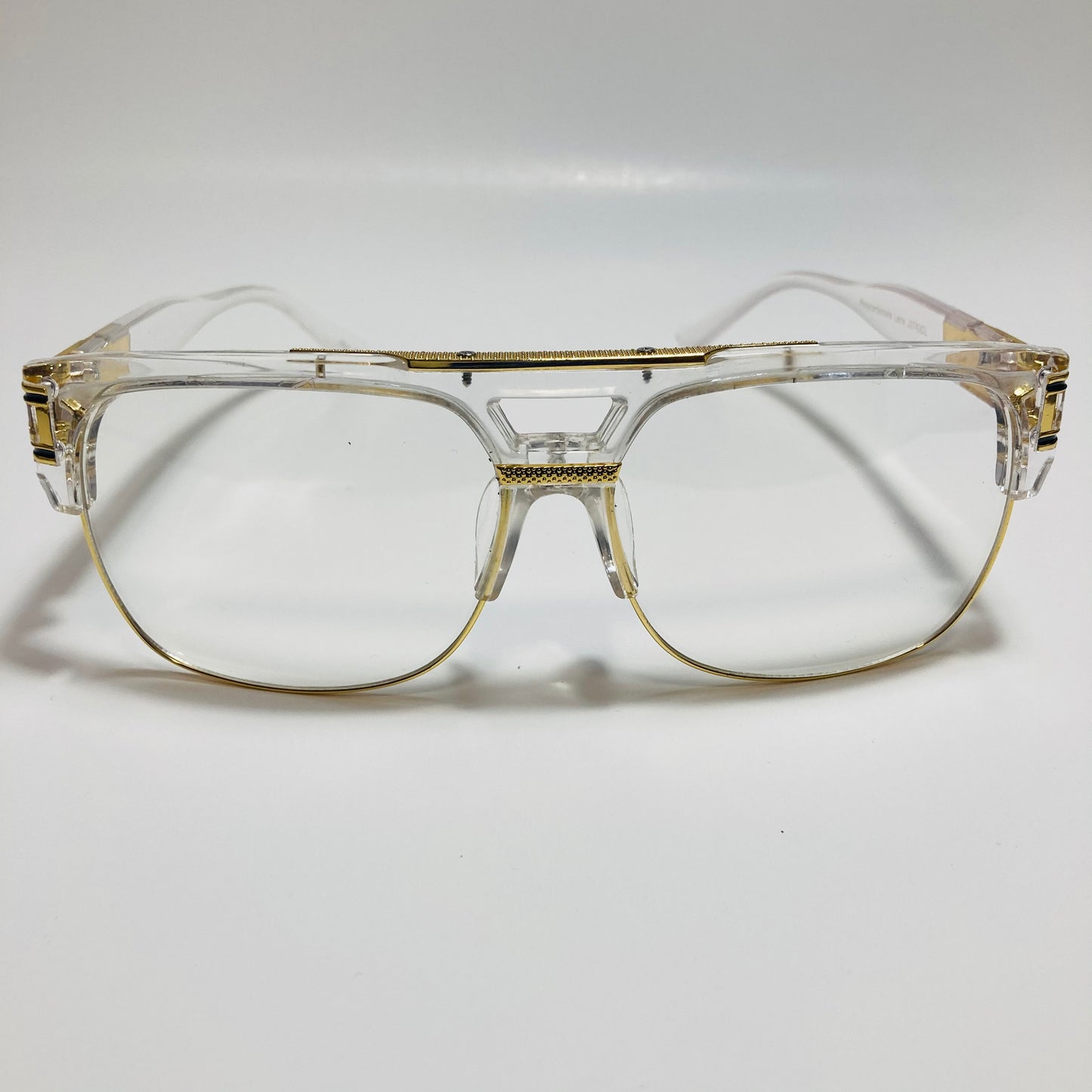 clear and gold gazelle glasses