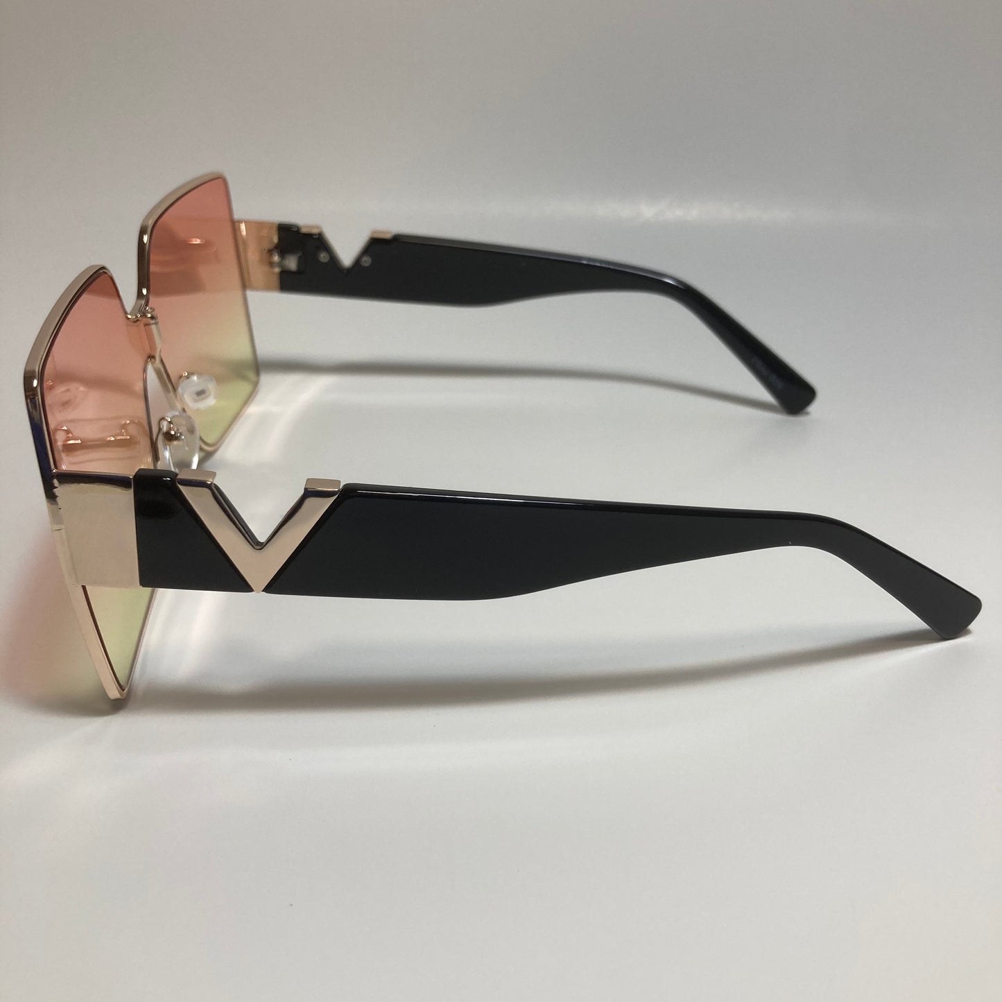 womens orange yellow and gold oversize square sunglasses