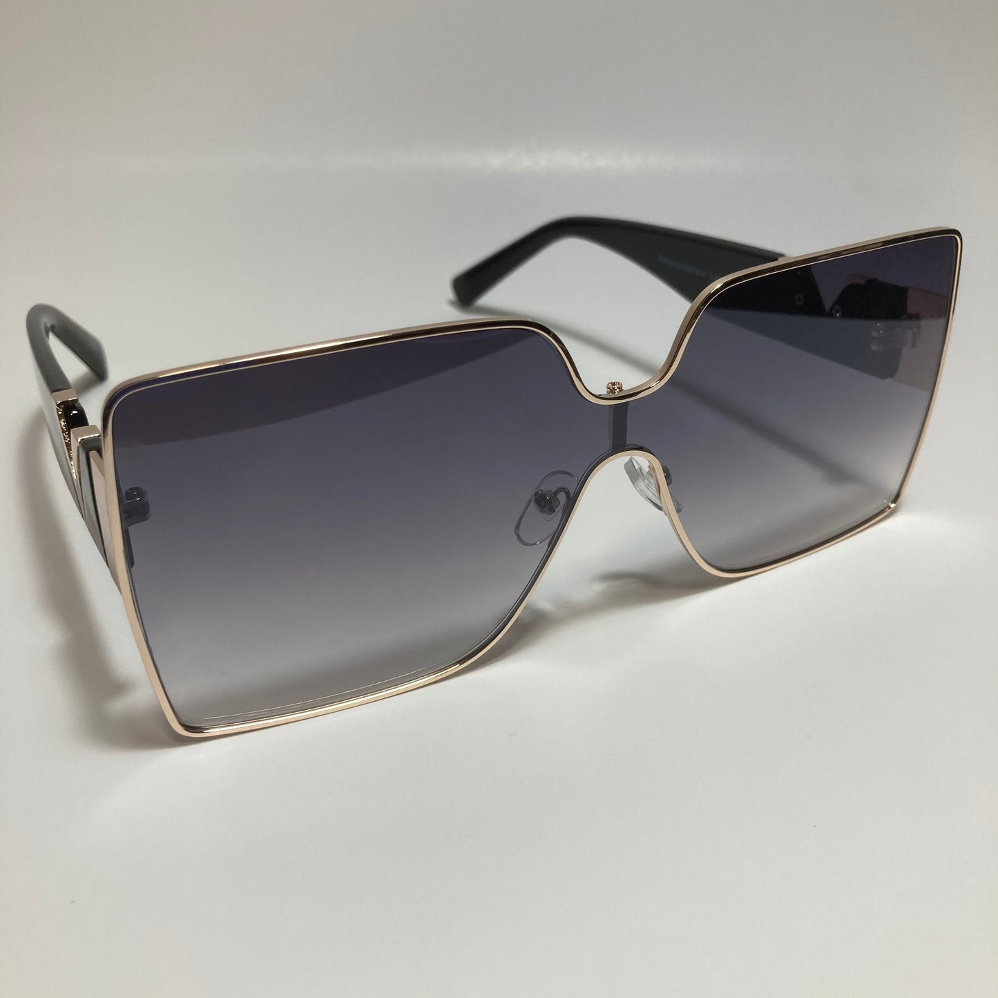 womens black and gold oversize square sunglasses