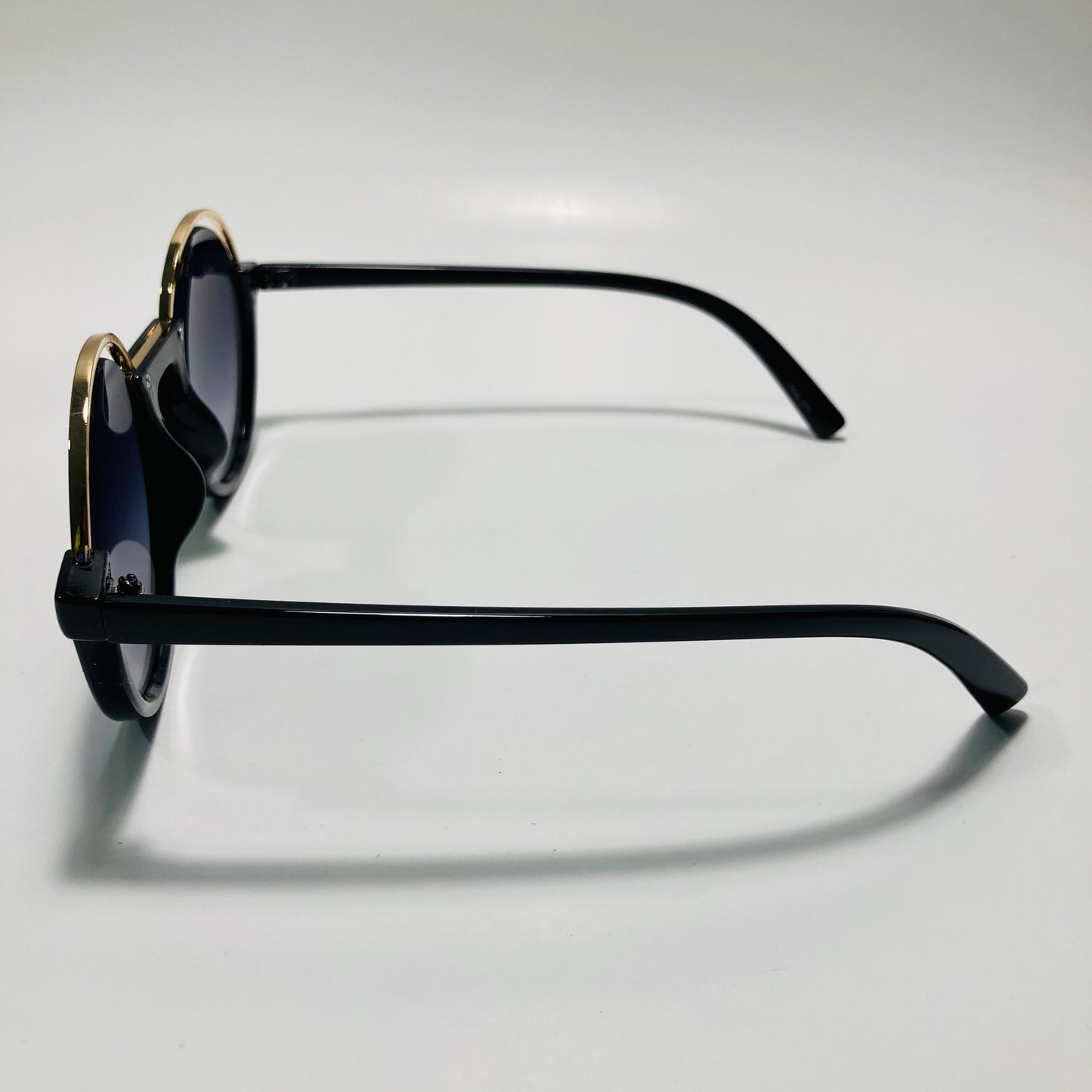 womens black and gold round sunglasses