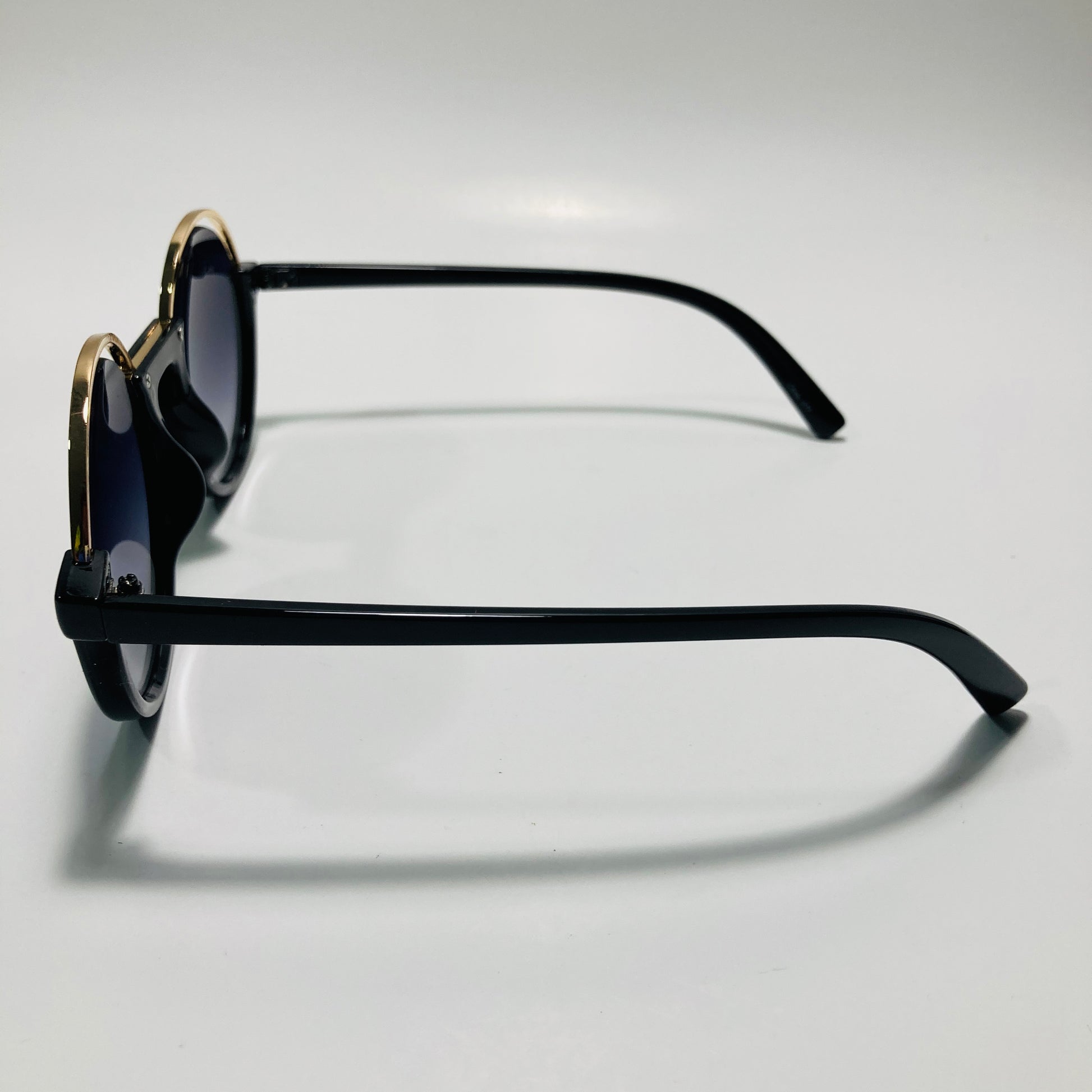 womens black and gold round sunglasses