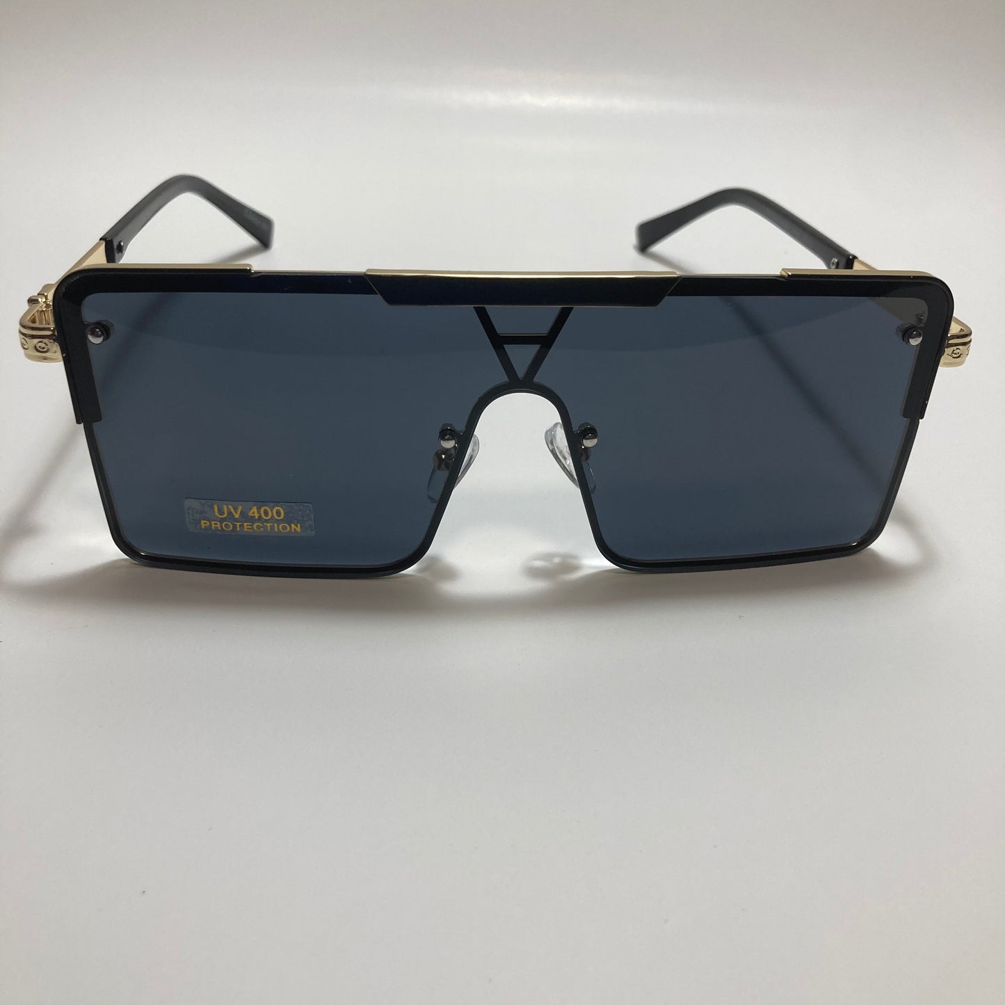 womens gold square oversize sunglasses with black lenses