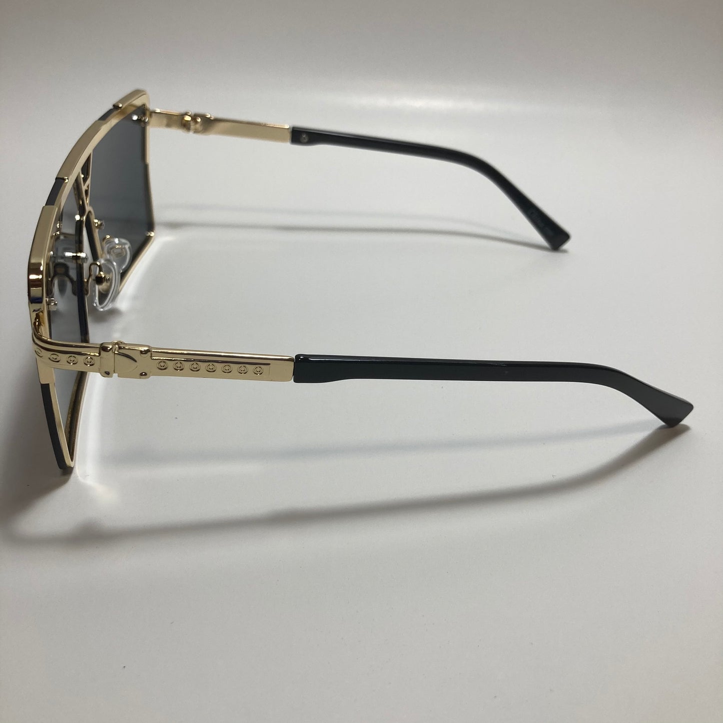 womens gold square oversize sunglasses with black lenses