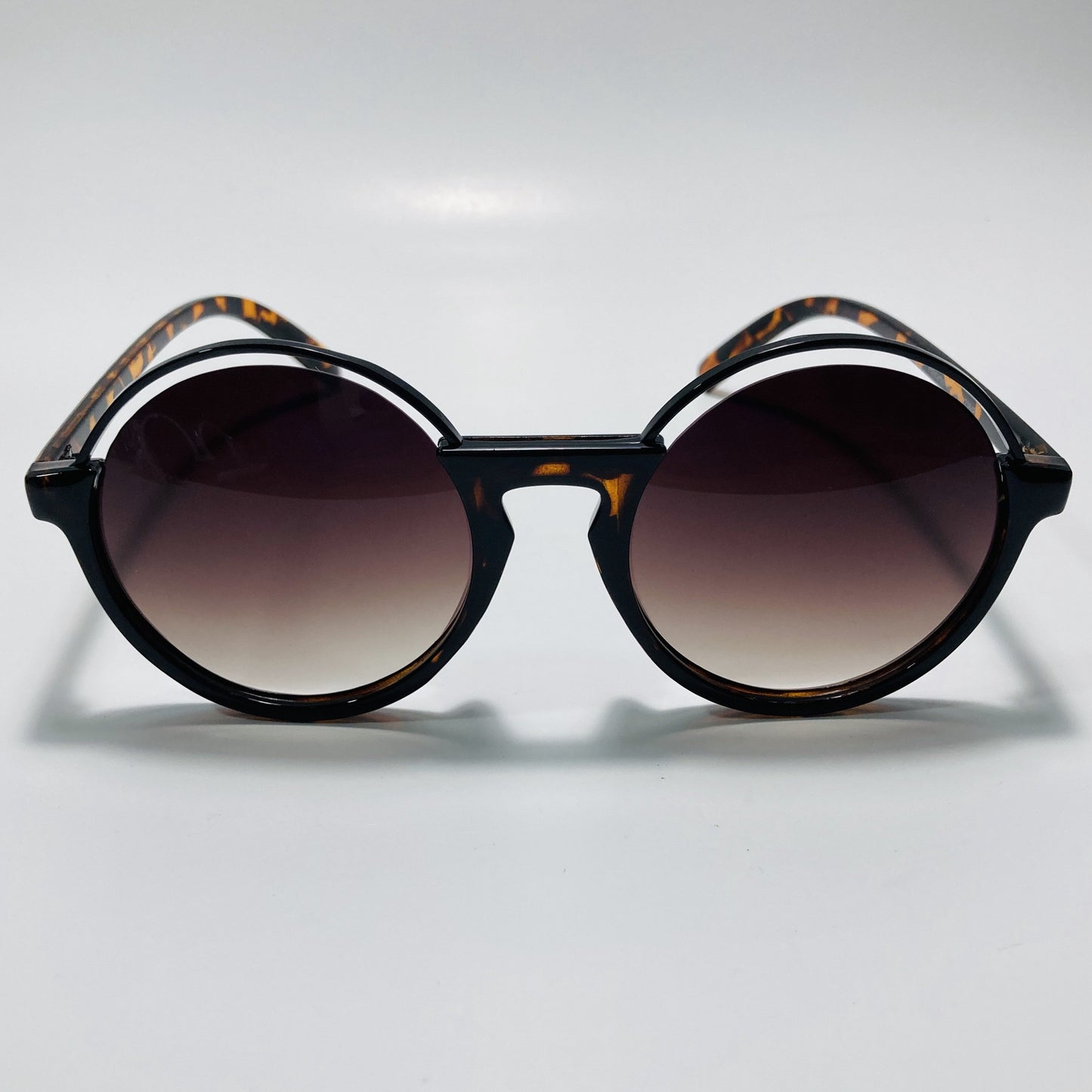 womens brown and gold round sunglasses