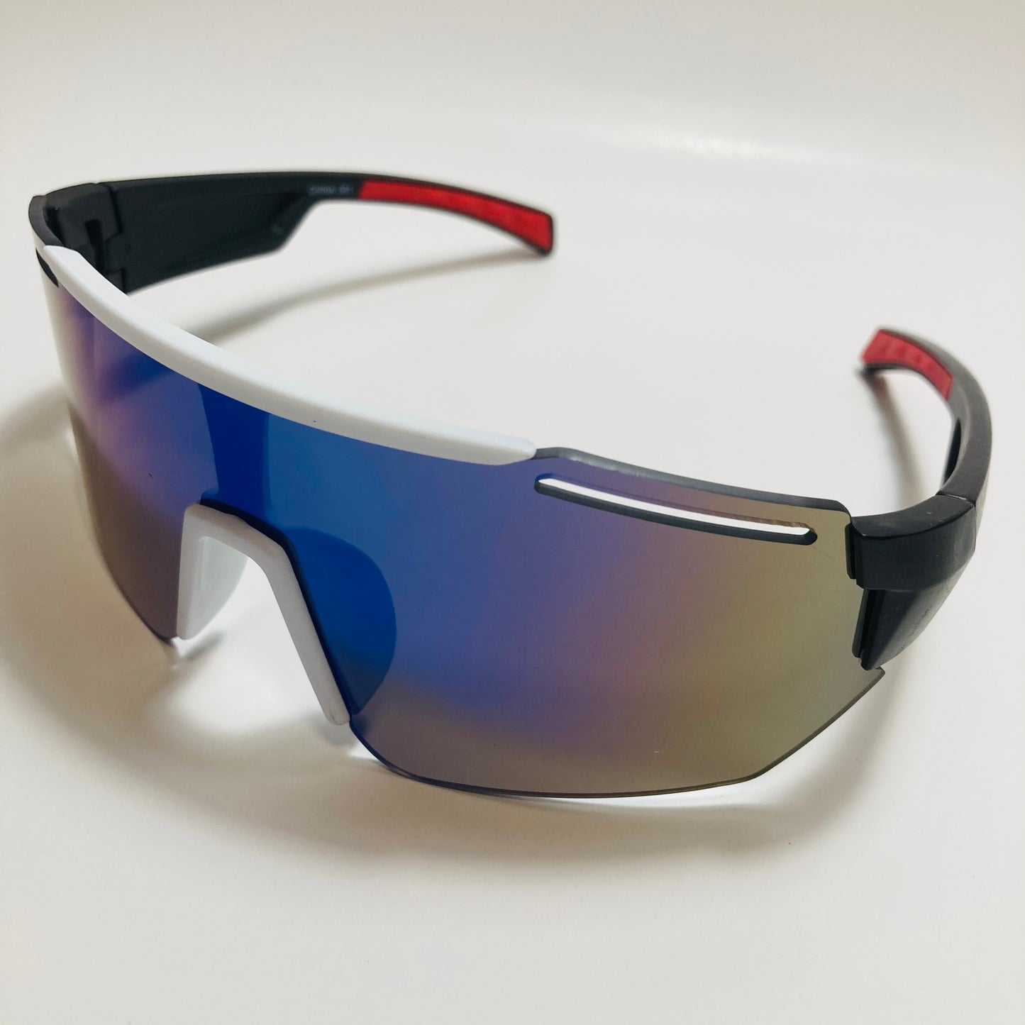 retro wrap around sunglasses with mirror lenses