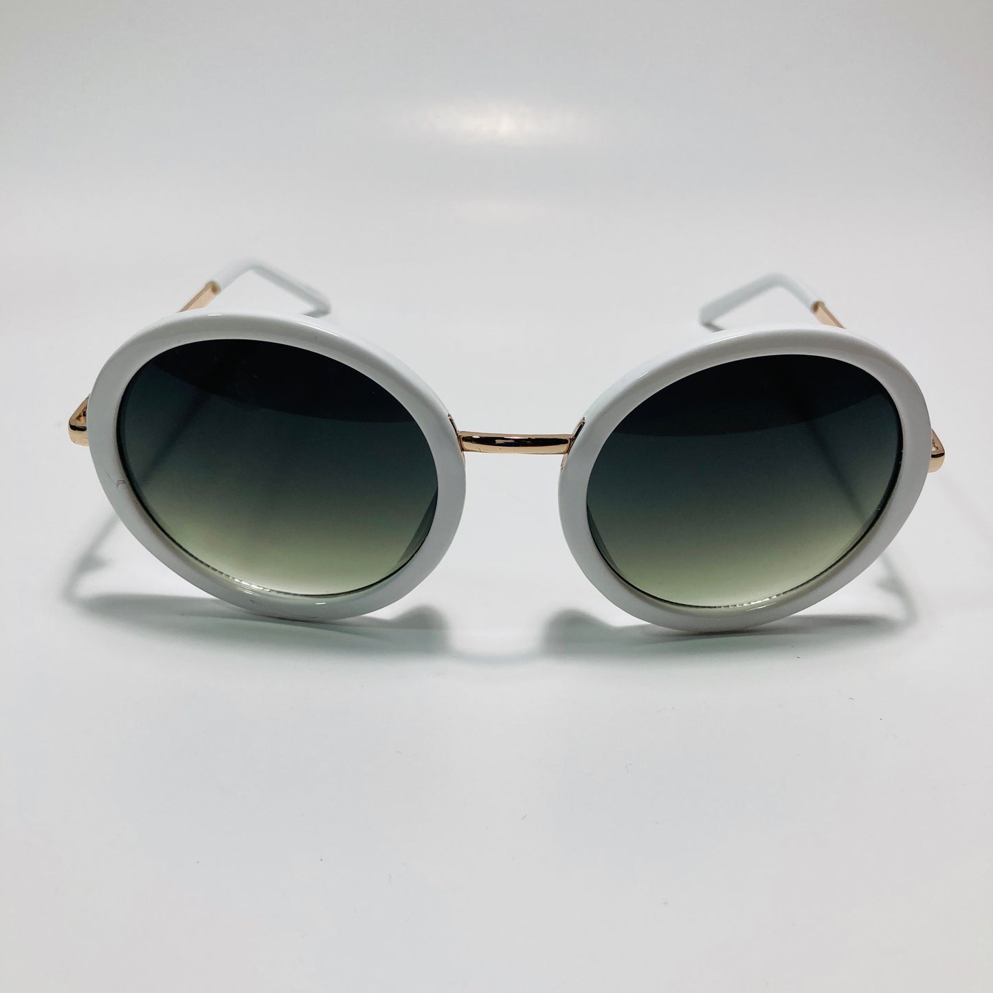 womens white and green round sunglasses