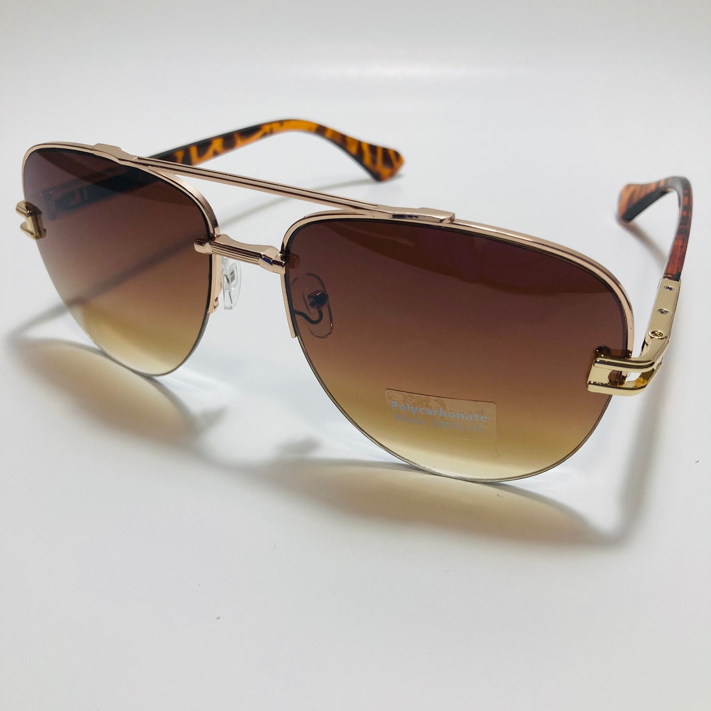 mens brown and gold aviator sunglasses