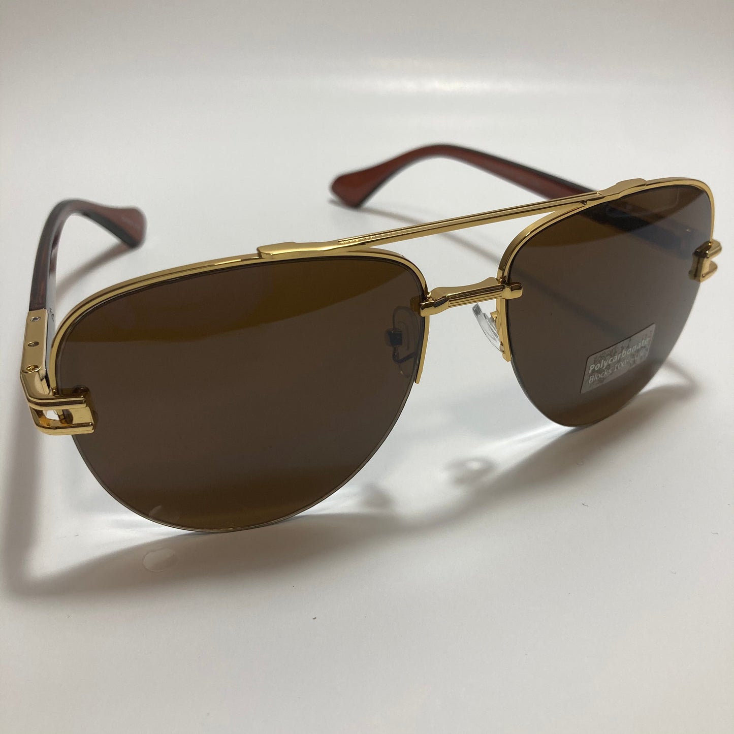 mens brown and gold aviator sunglasses