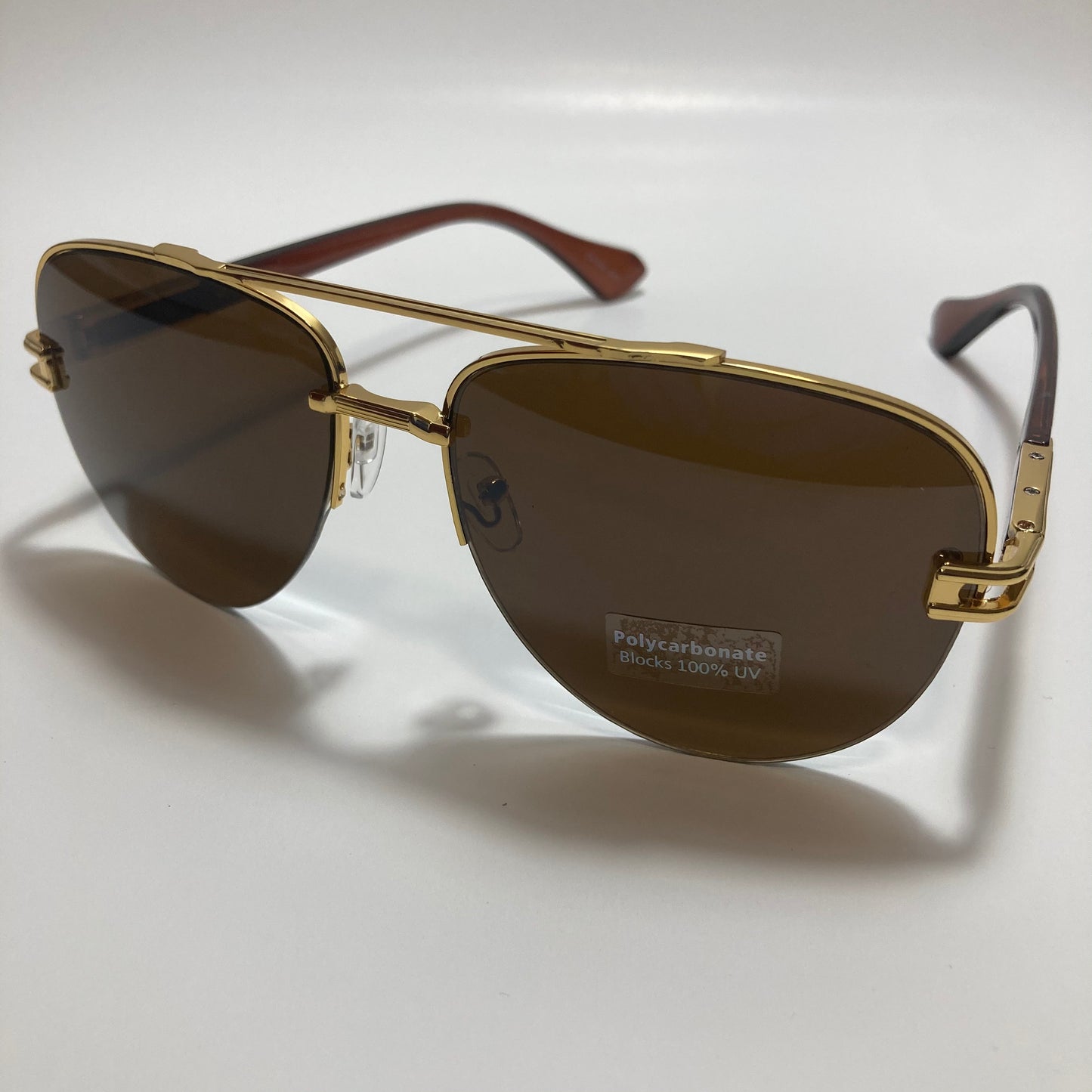 mens brown and gold aviator sunglasses