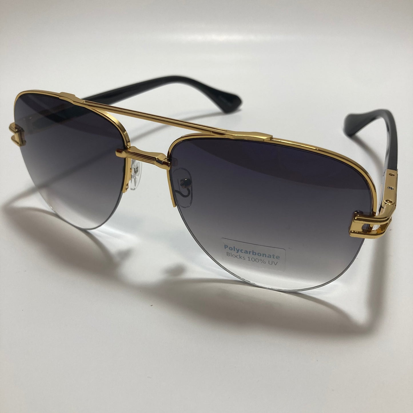 mens black and gold aviator sunglasses
