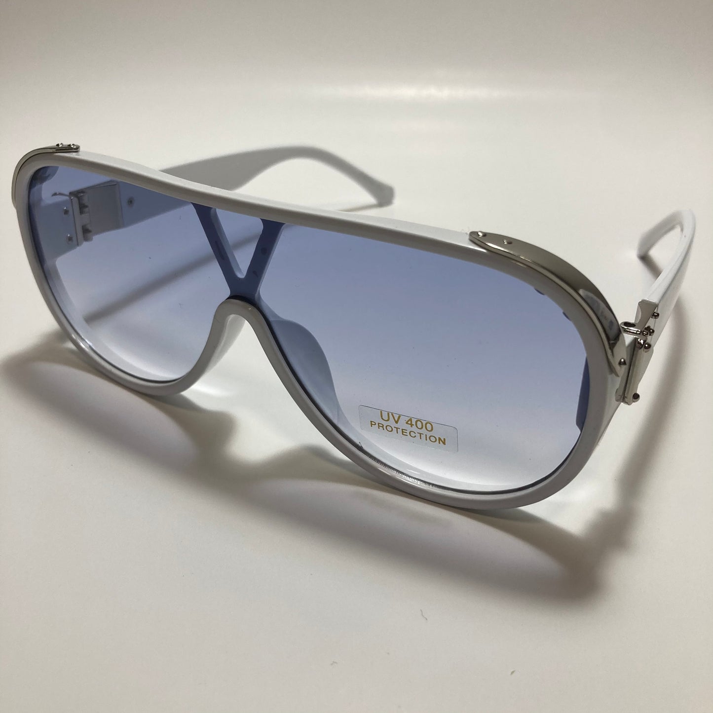 mens and womens white and blue aviator sunglasses