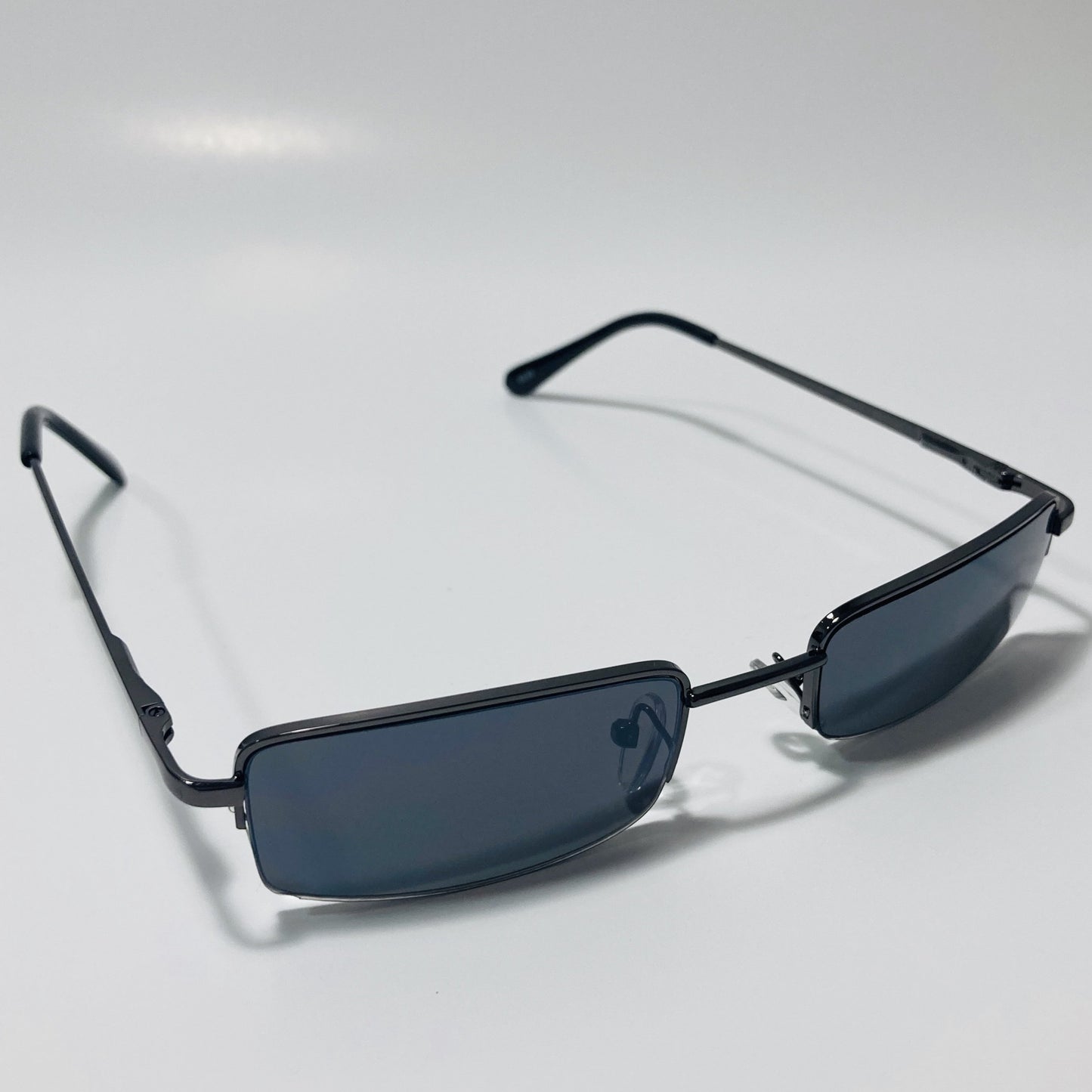 womens and mens black metal square sunglasses