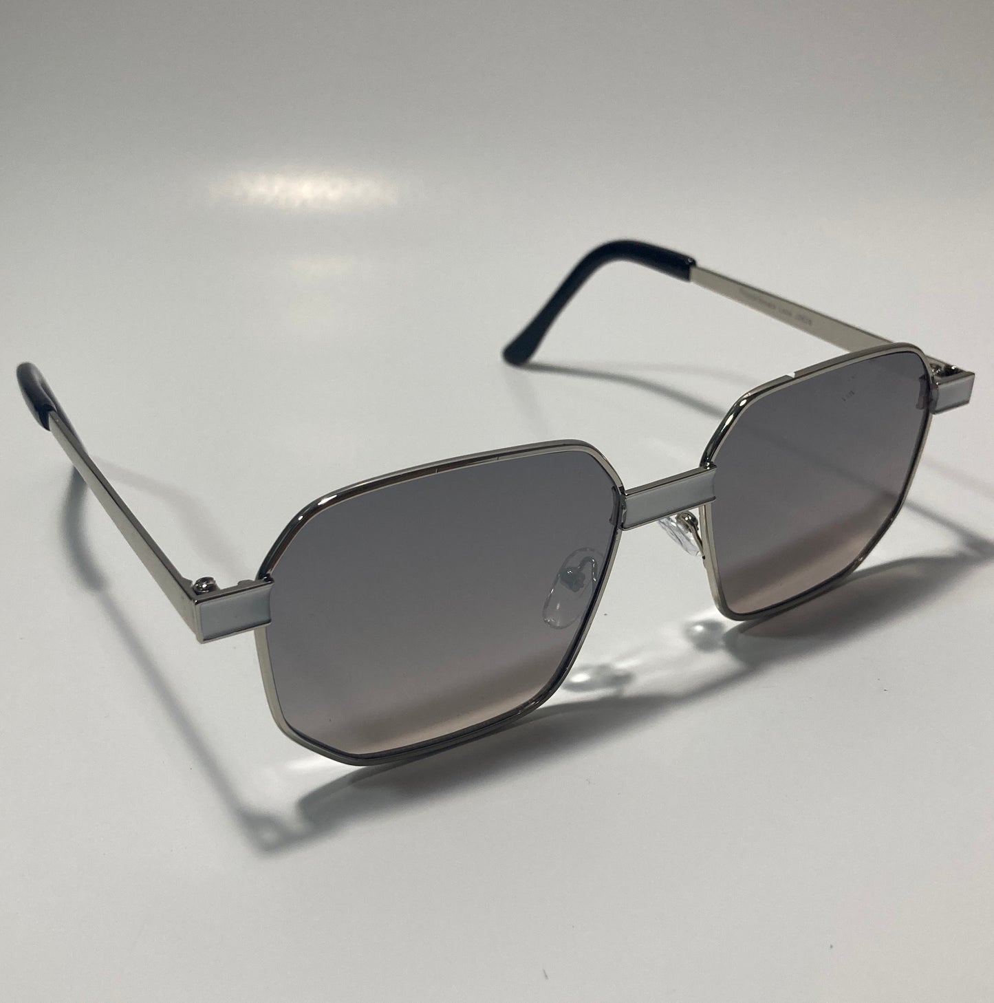 mens and womens silver and gray square sunglasses