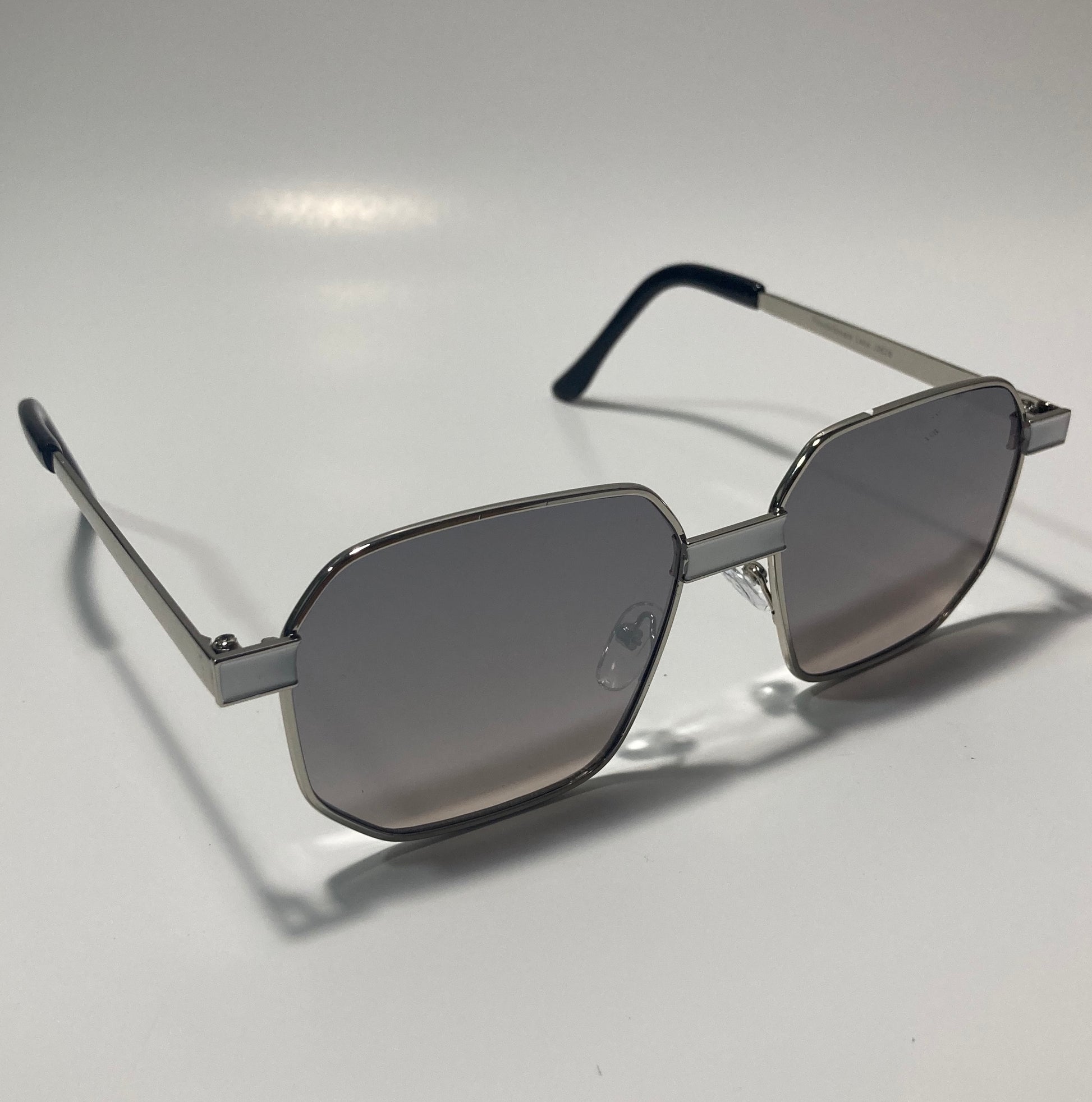 mens and womens silver and gray square sunglasses