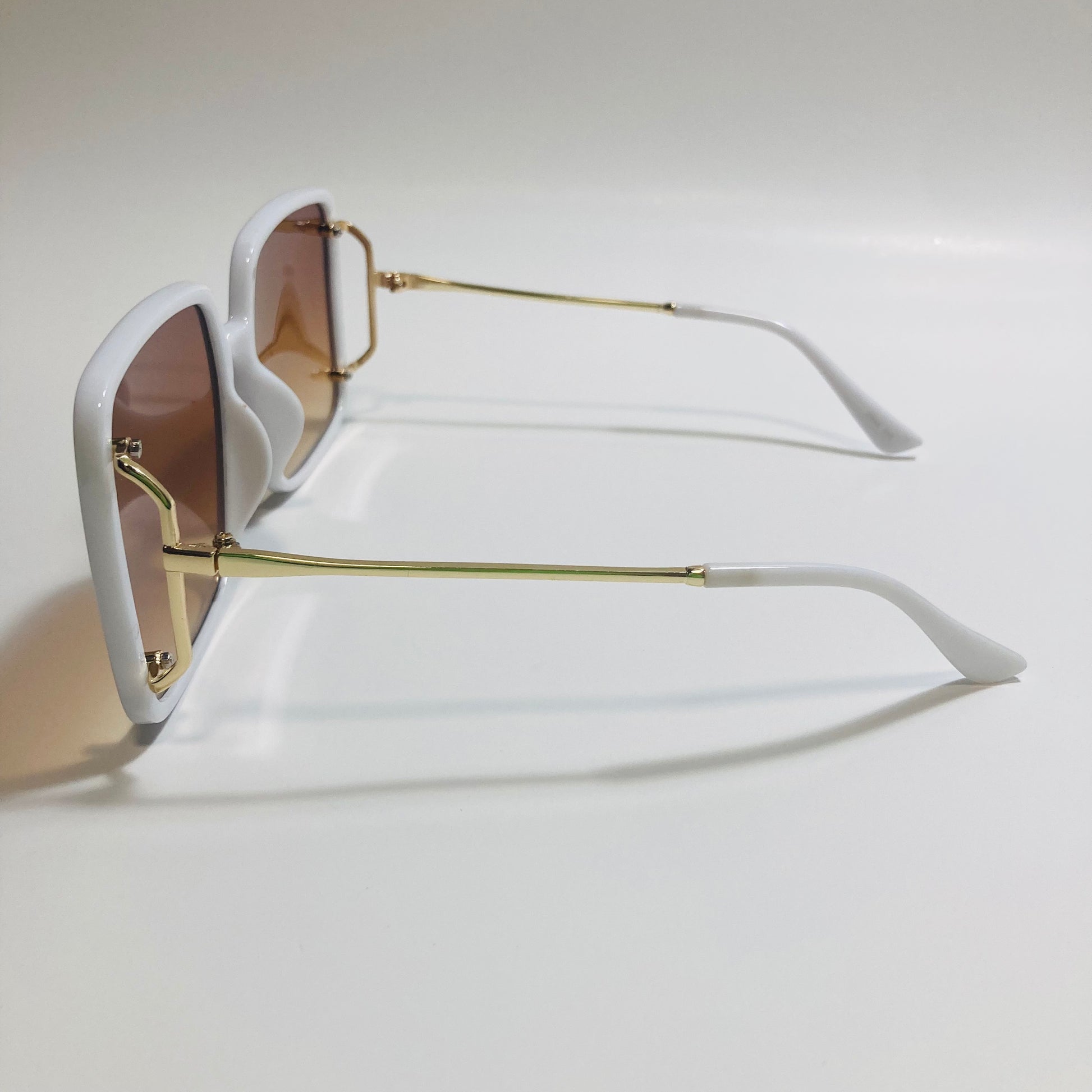 womens white and brown oversize square sunglasses