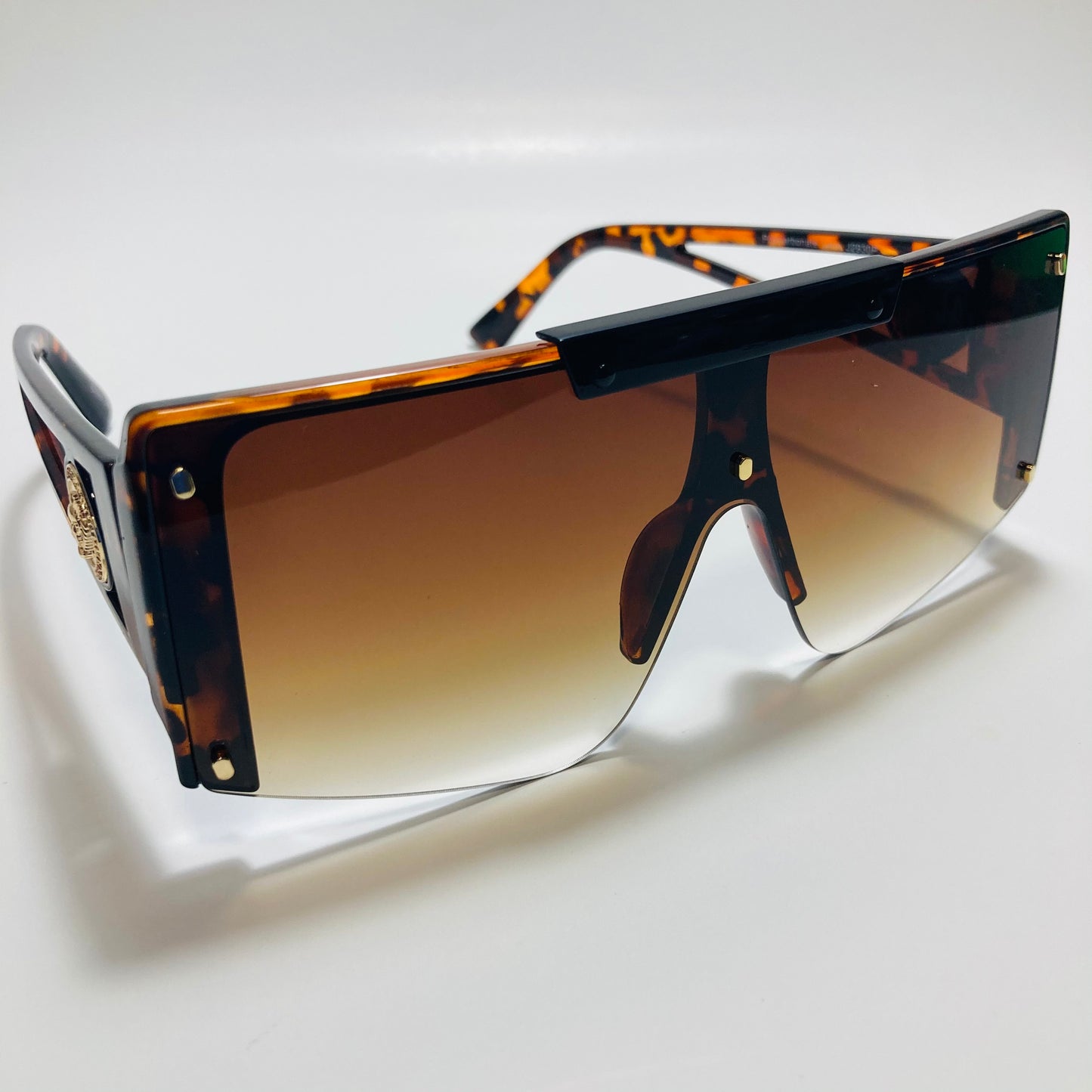 womens brown oversize shield sunglasses