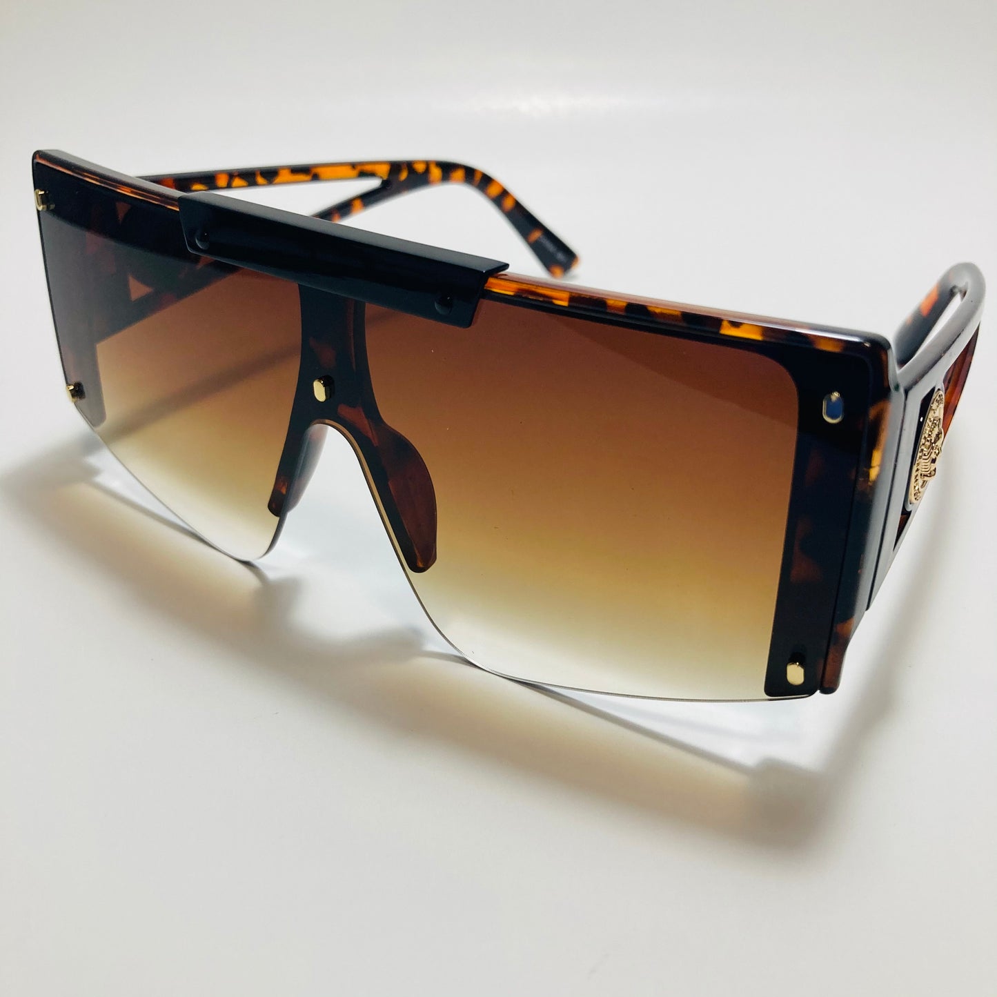 womens brown oversize shield sunglasses