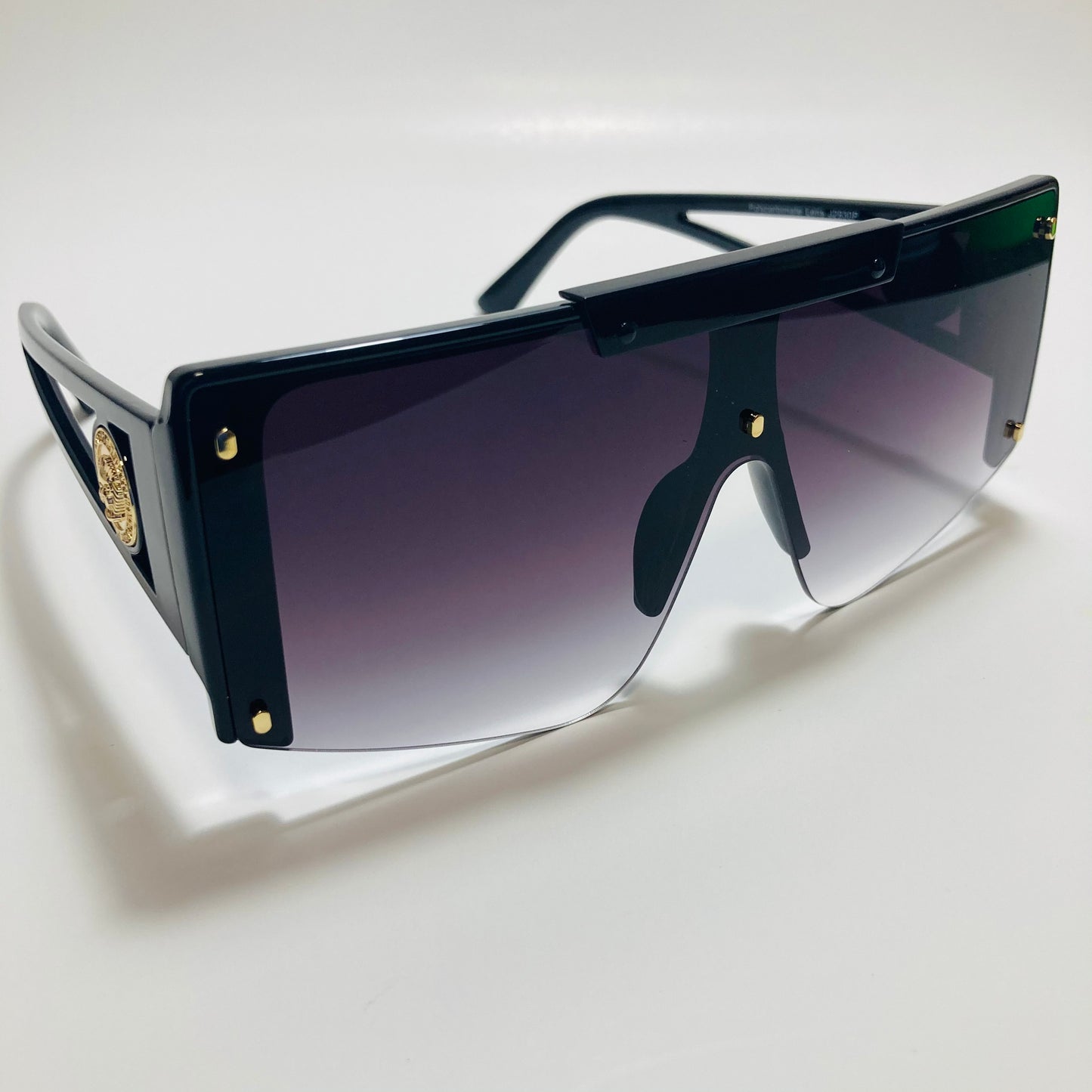 womens black oversize shield sunglasses