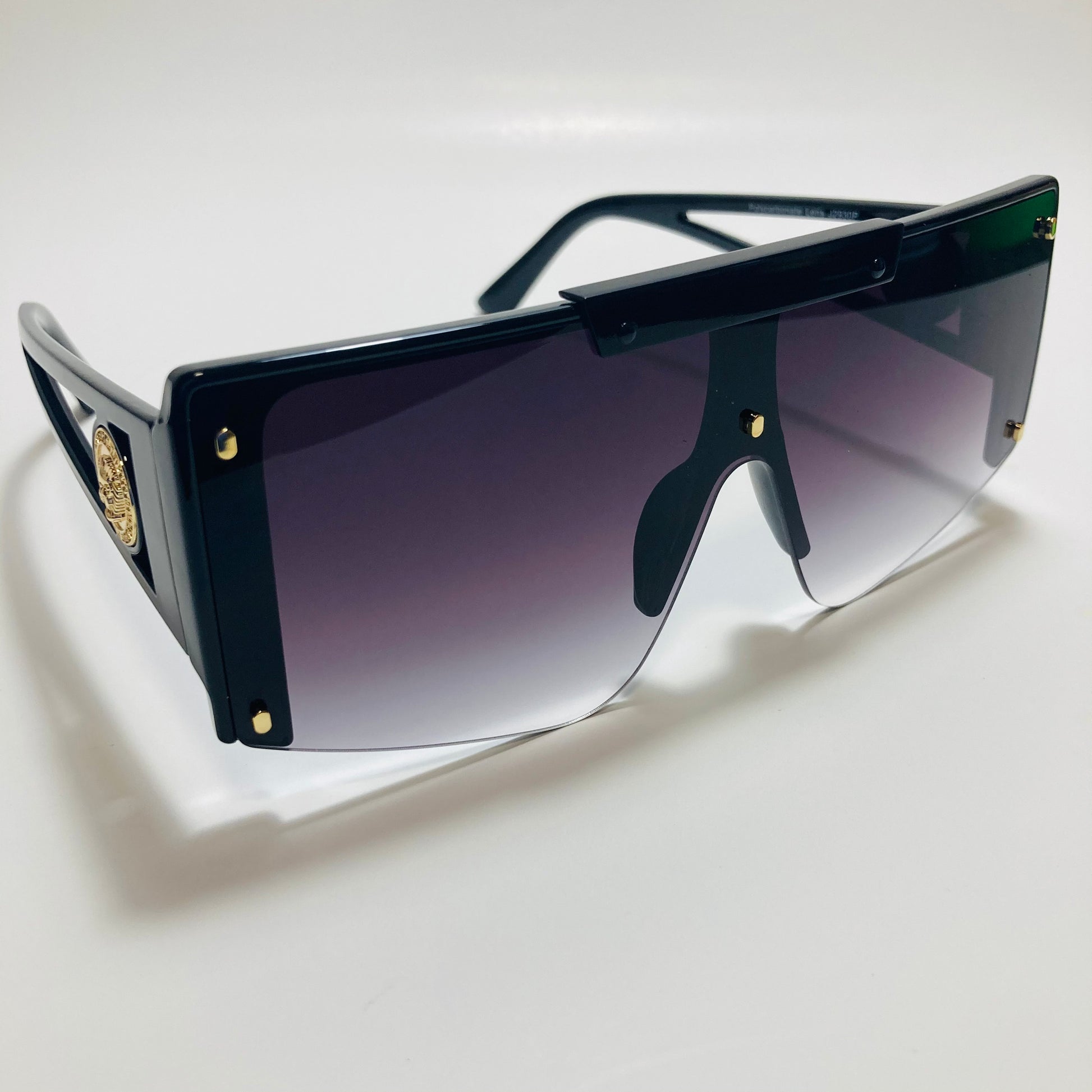 womens black oversize shield sunglasses
