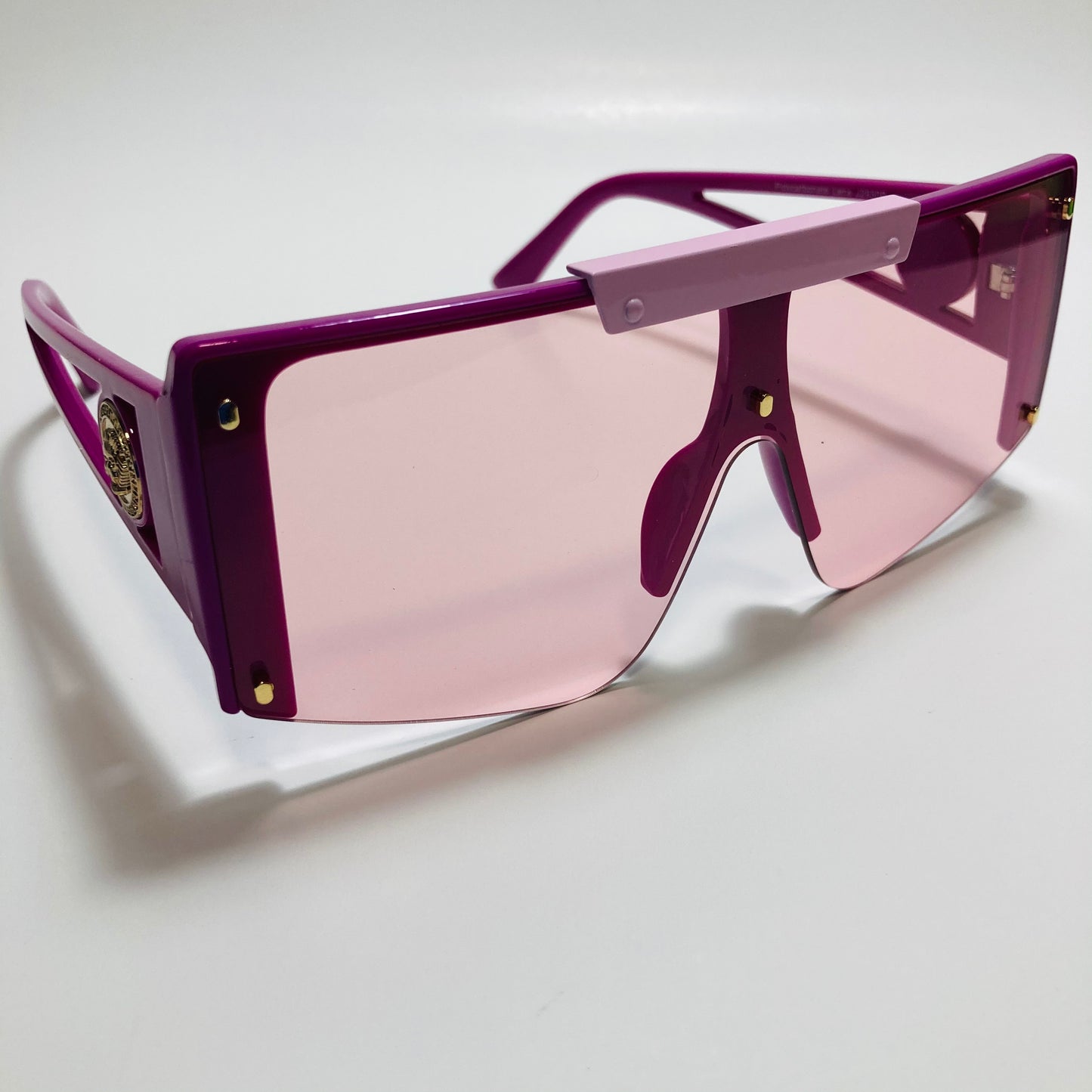 womens pink oversize shield sunglasses
