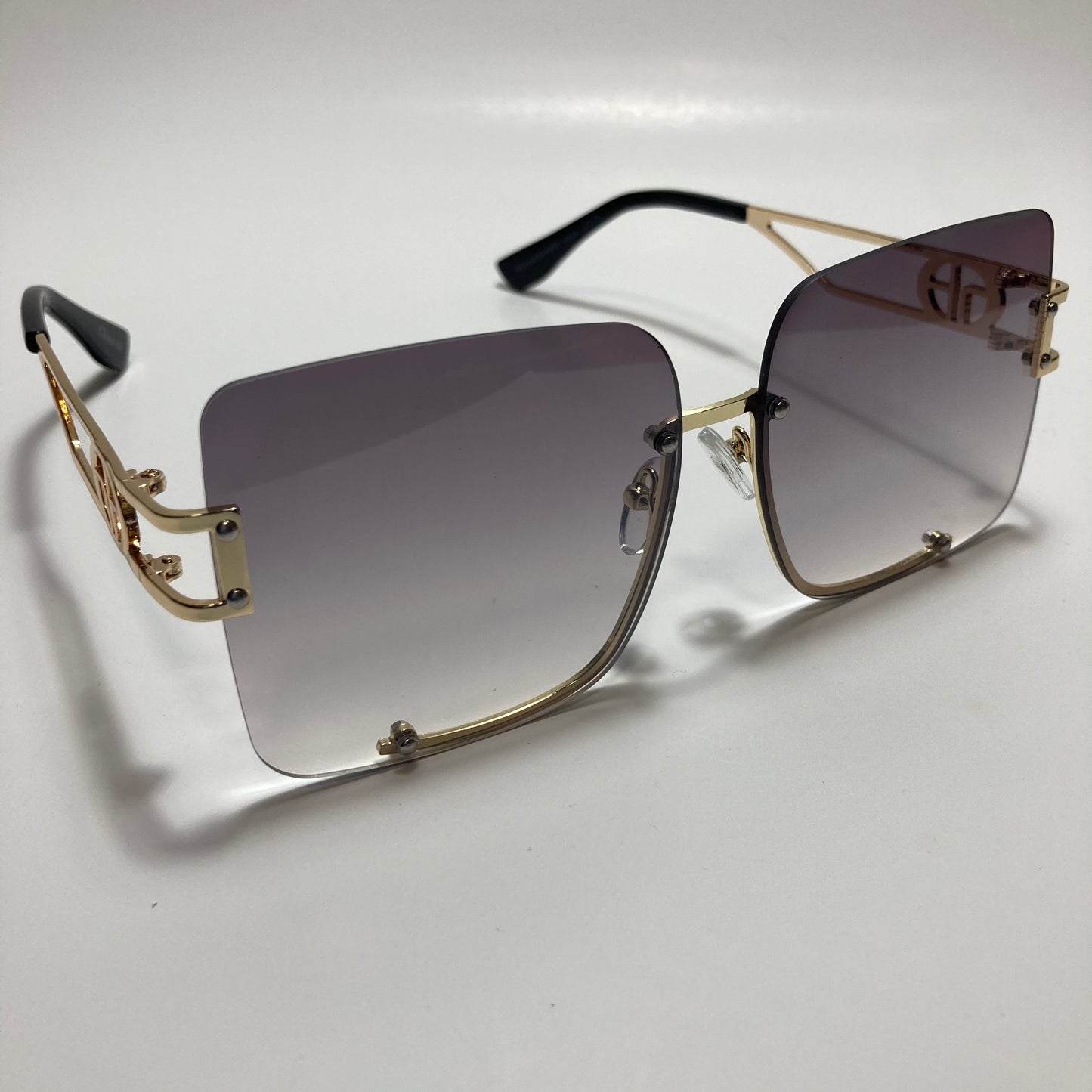 womens oversize square black rimless sunglasses