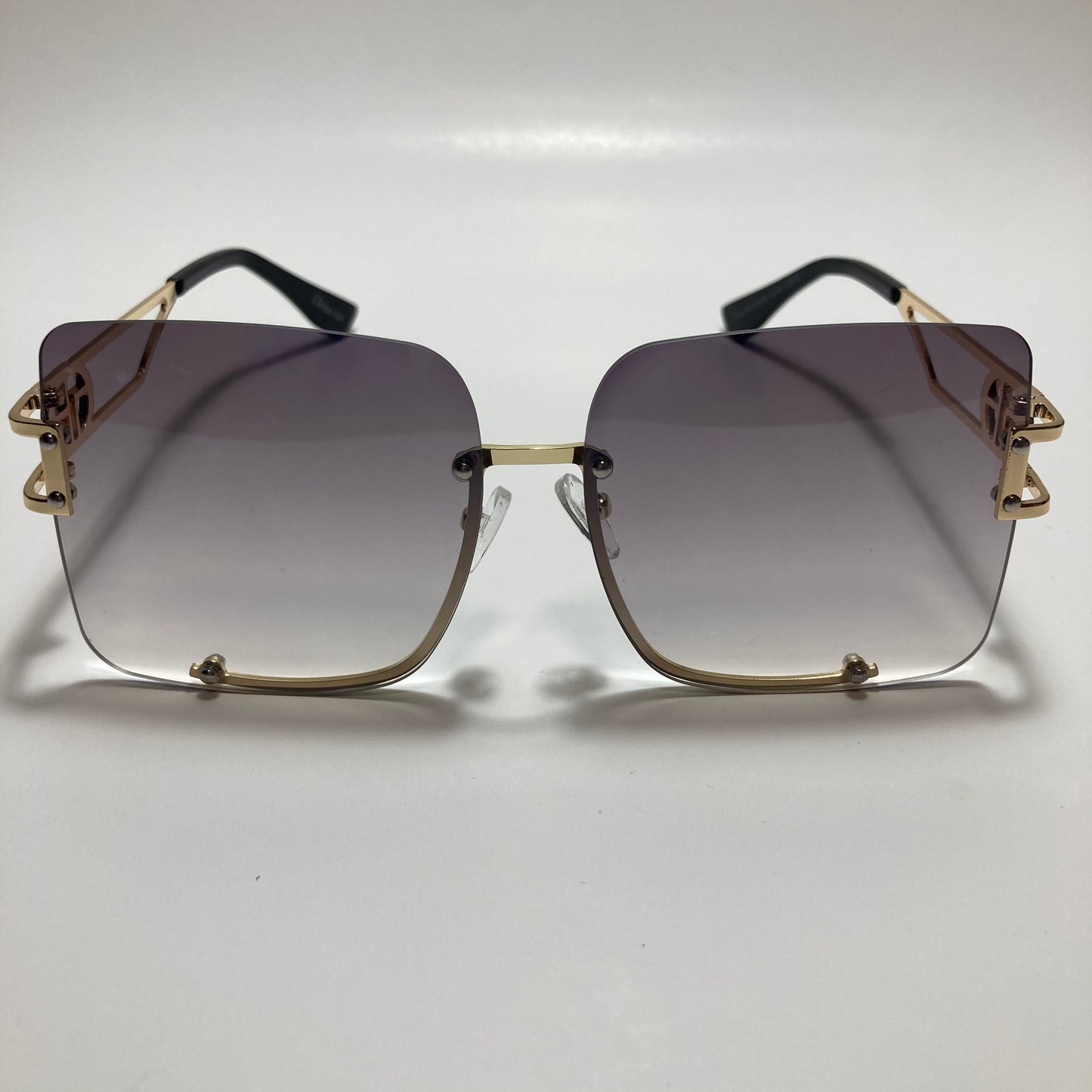 womens oversize square black rimless sunglasses