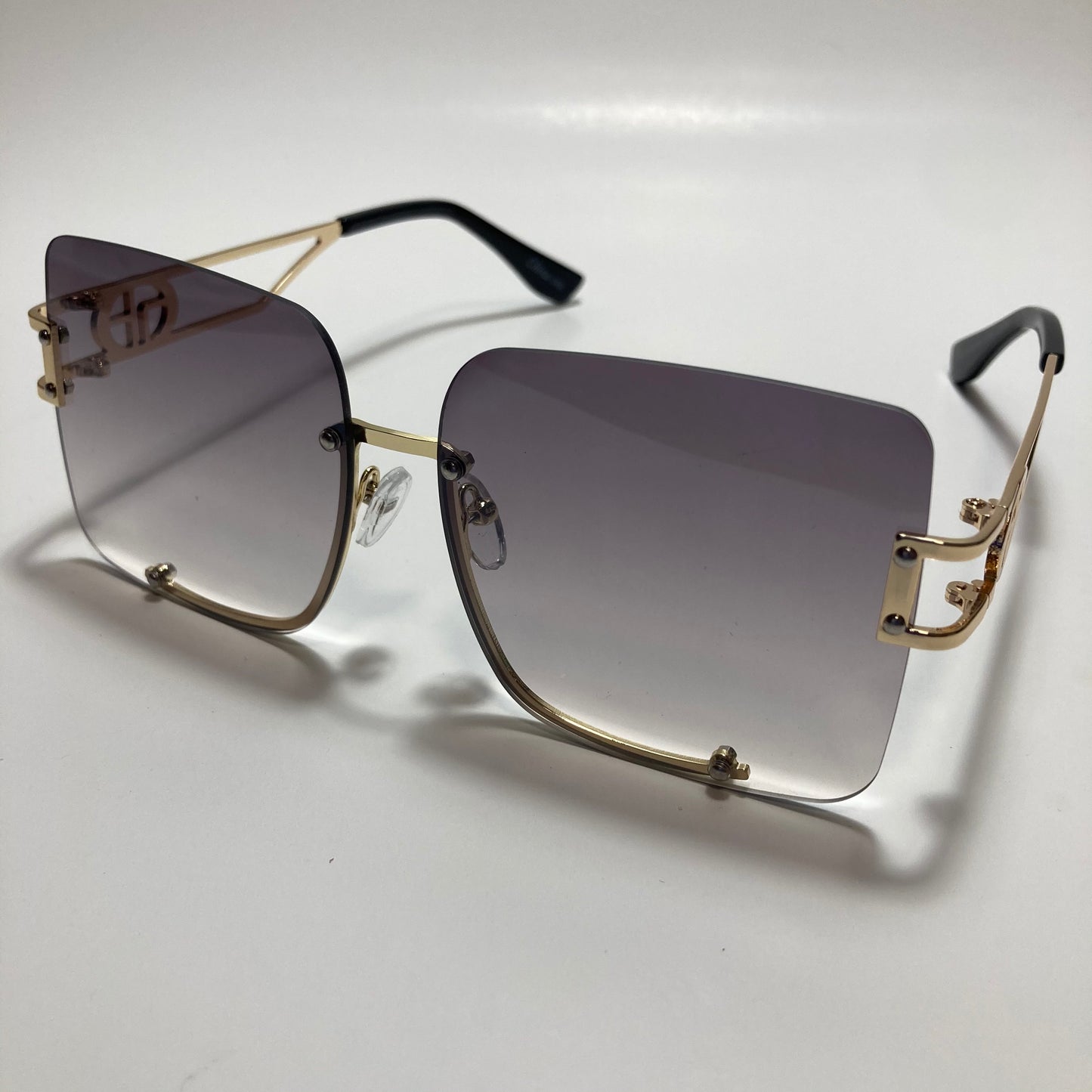 womens oversize square black rimless sunglasses