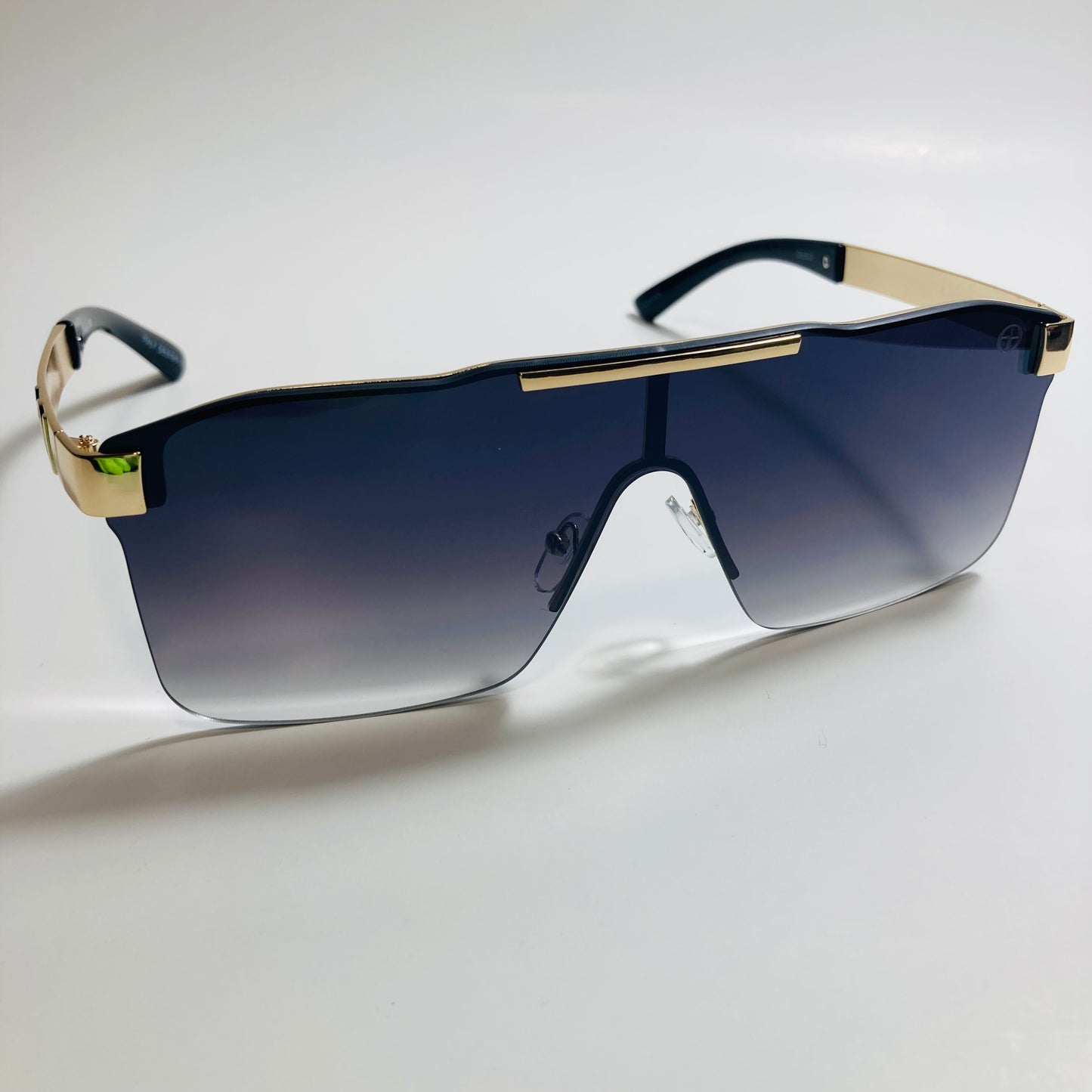 mens and womens black and gold shield sunglasses