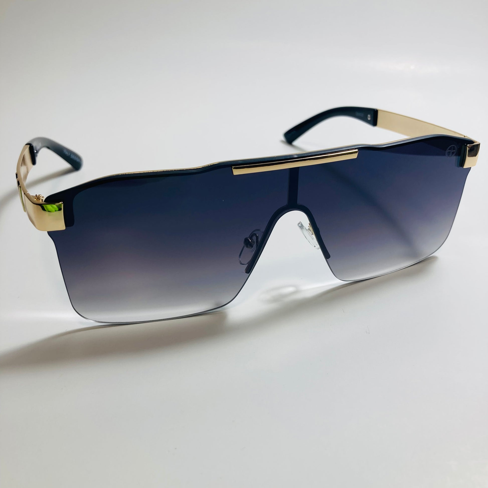 mens and womens black and gold shield sunglasses